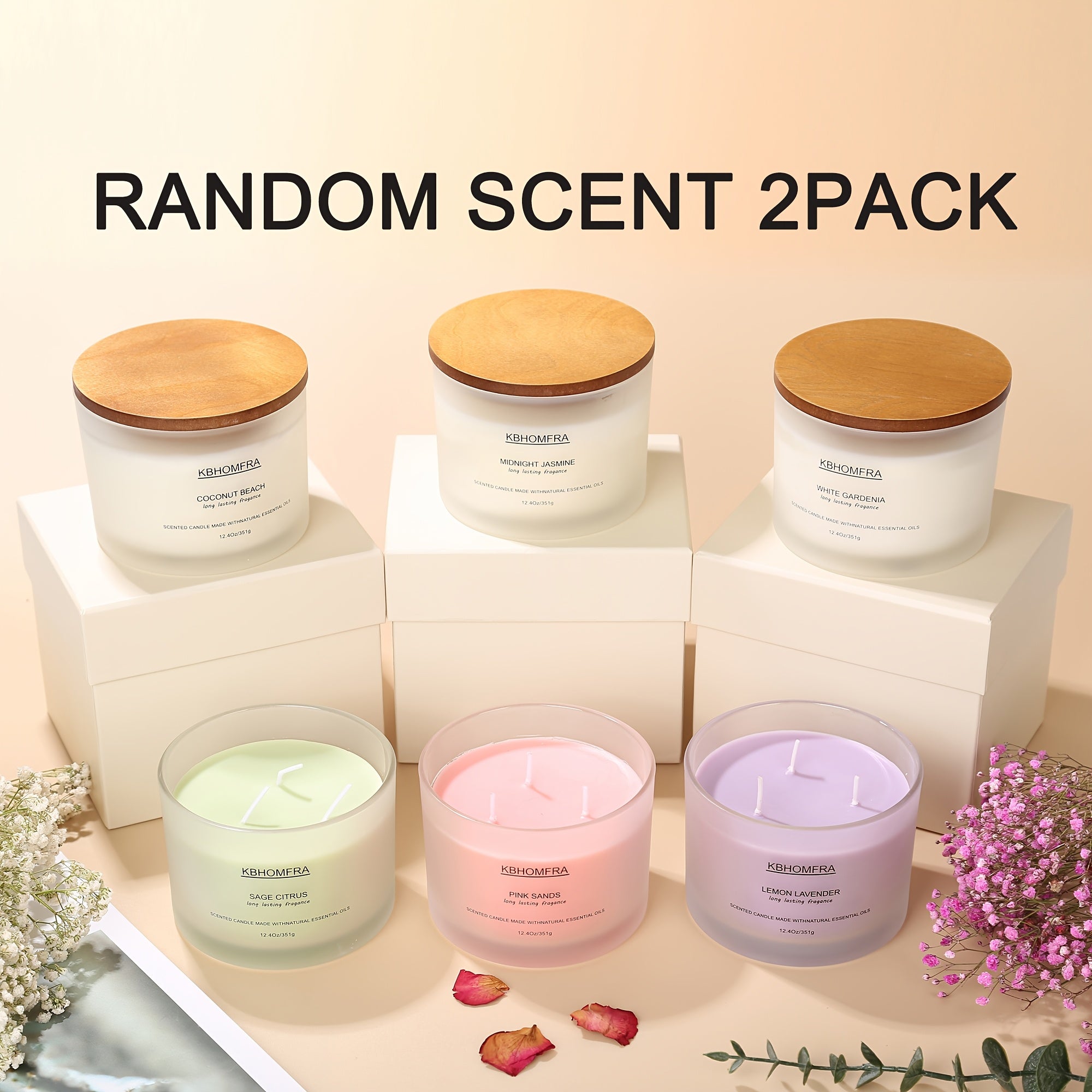 KBHOMFRA Aromatic Candle for Home with Jasmine And Lavender | 12.4Oz Large Luxury Gift Box Candle Made from Natural Soy Blend Wax, Lasting 70 Hours