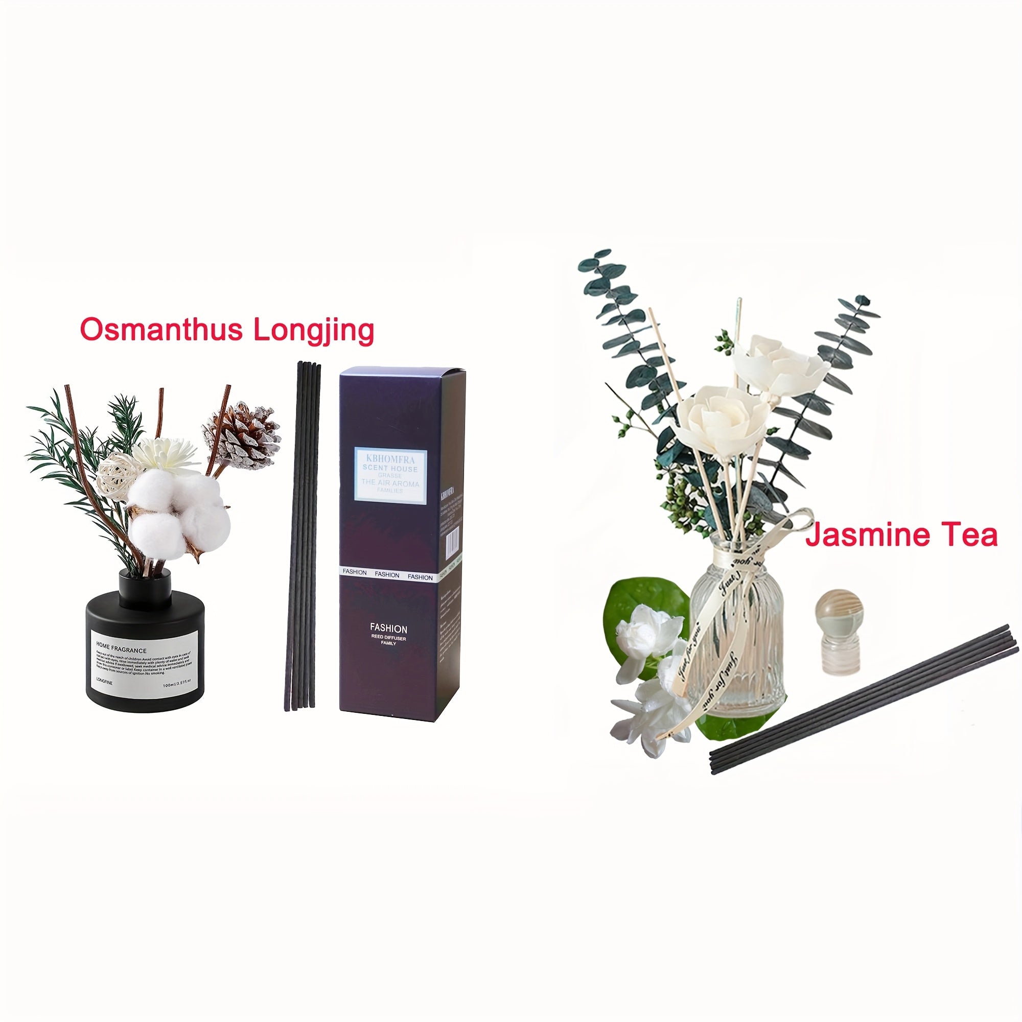 2pcs Gardenia Scented Christmas Reed Diffuser 3.38fl.oz Home Fragrance Aromatherapy Sticks
