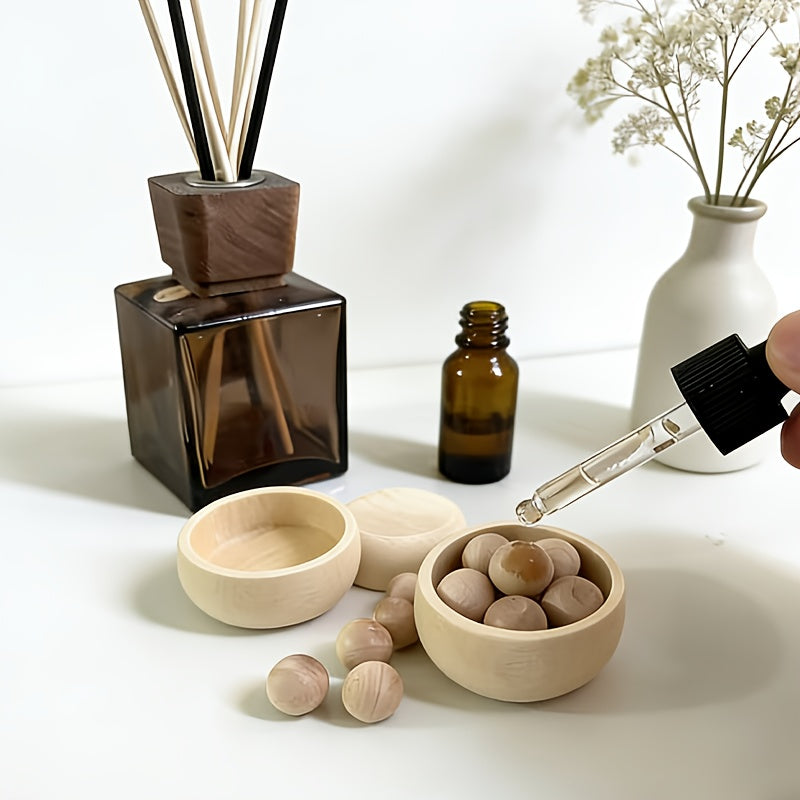 Mini Wooden Diffusion Bowl, Wooden Diffuser - Flameless Diffusion Wood, Suitable for Home, Car, and Office Decoration Essential Oil Diffuser - Long-lasting Evaporation, Elegant Wooden Diffuser