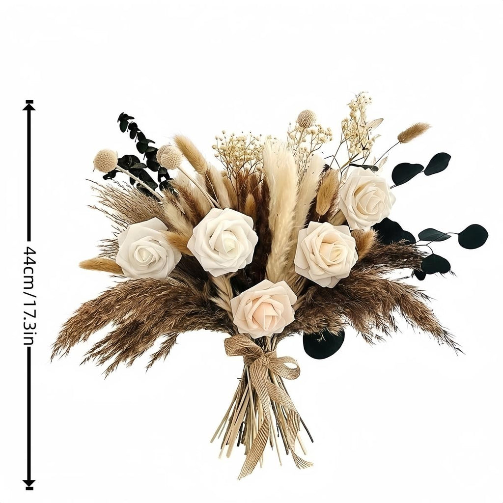 Natural Dried Pampas Grass Bouquet with Bunny Tail Flowers - Artificial Boho Wedding & Home Decor, Reed Grass Arrangement, Low Maintenance Dried Flower Centerpiece for Parties, Rustic Bohemian for - Display