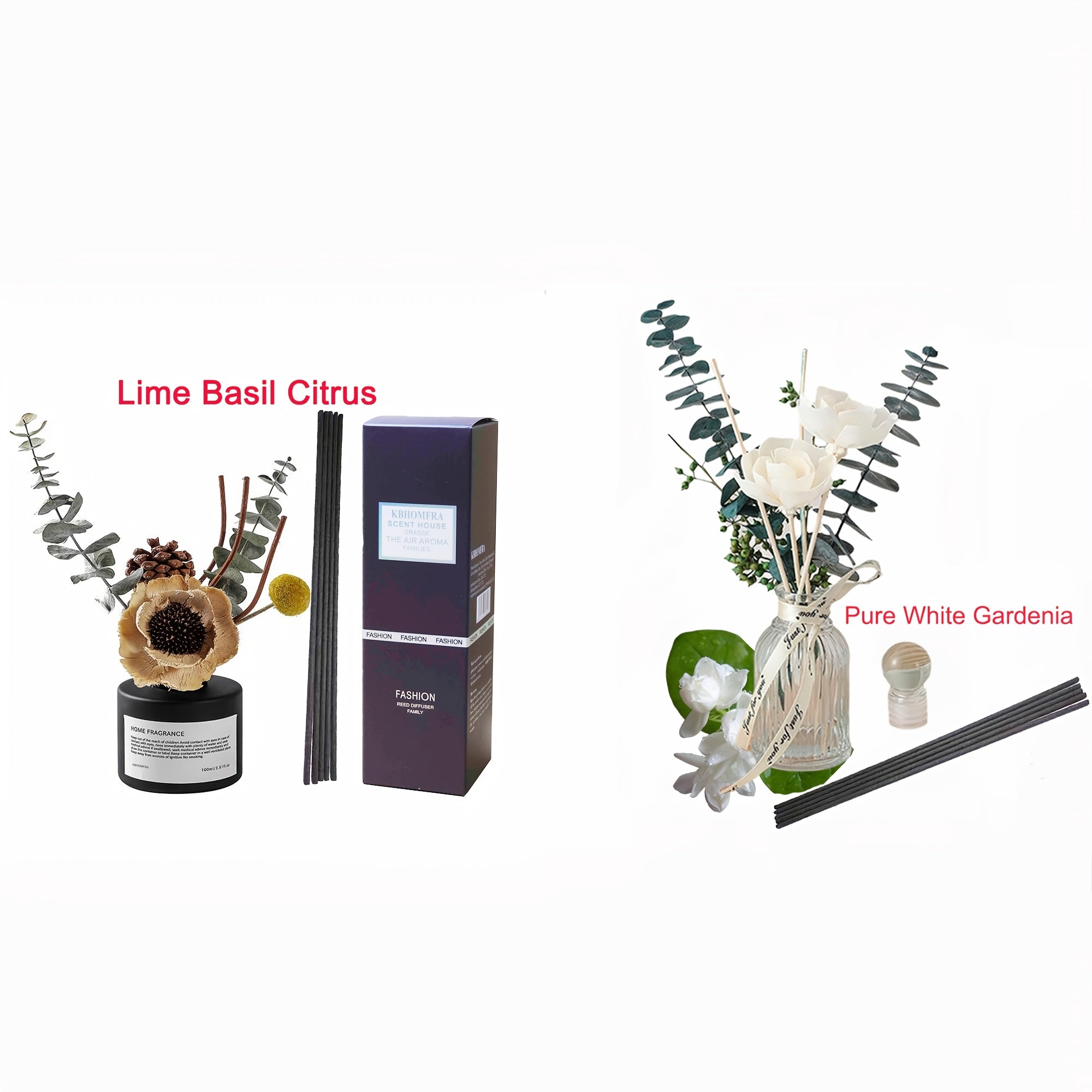 2pcs Gardenia Scented Christmas Reed Diffuser 3.38fl.oz Home Fragrance Aromatherapy Sticks