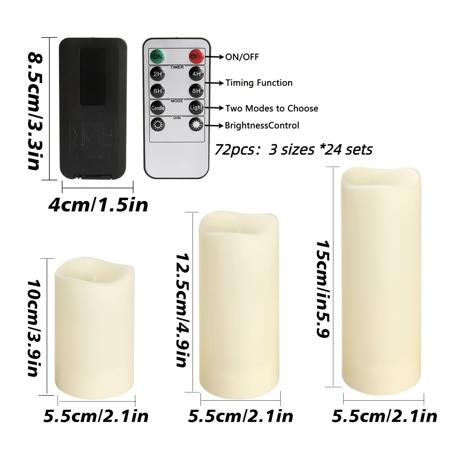 60pcs Ivory Electronic Candle Lights, Novel Flickering Flameless Tea Light Candles, 3 Sizes Of Height To Choose From, Long Battery Life, Candle Tea Lights Are Suitable For Indoor And Outdoor, Making Wishes, Anniversaries, Weddings, Etc.