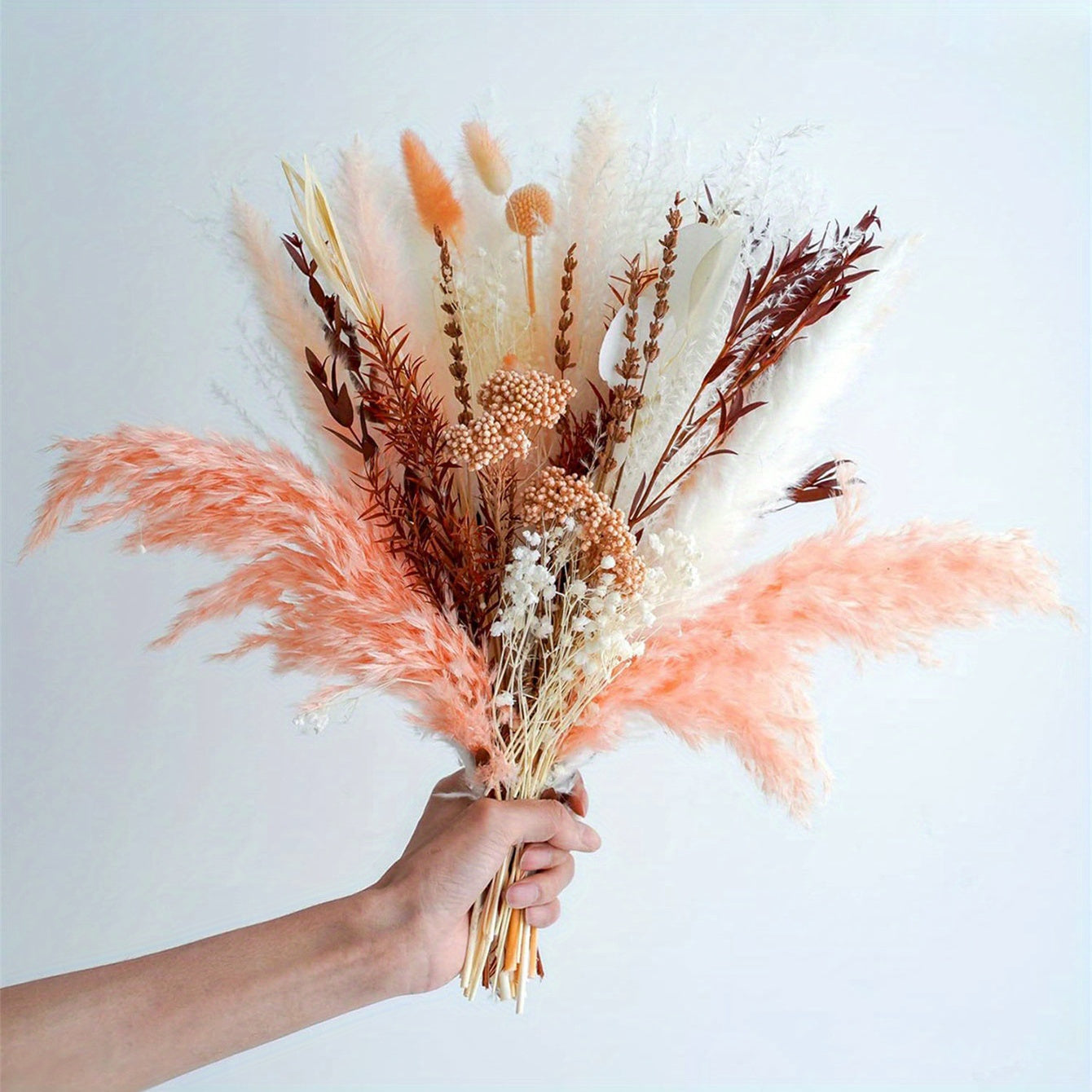 Bouquet of Naturally Dried Pampas Grass, Bohemian for home Decoration, Pink Pampas Grass Decor, Dried Flower Arrangement for Wedding Table Centerpieces at for home