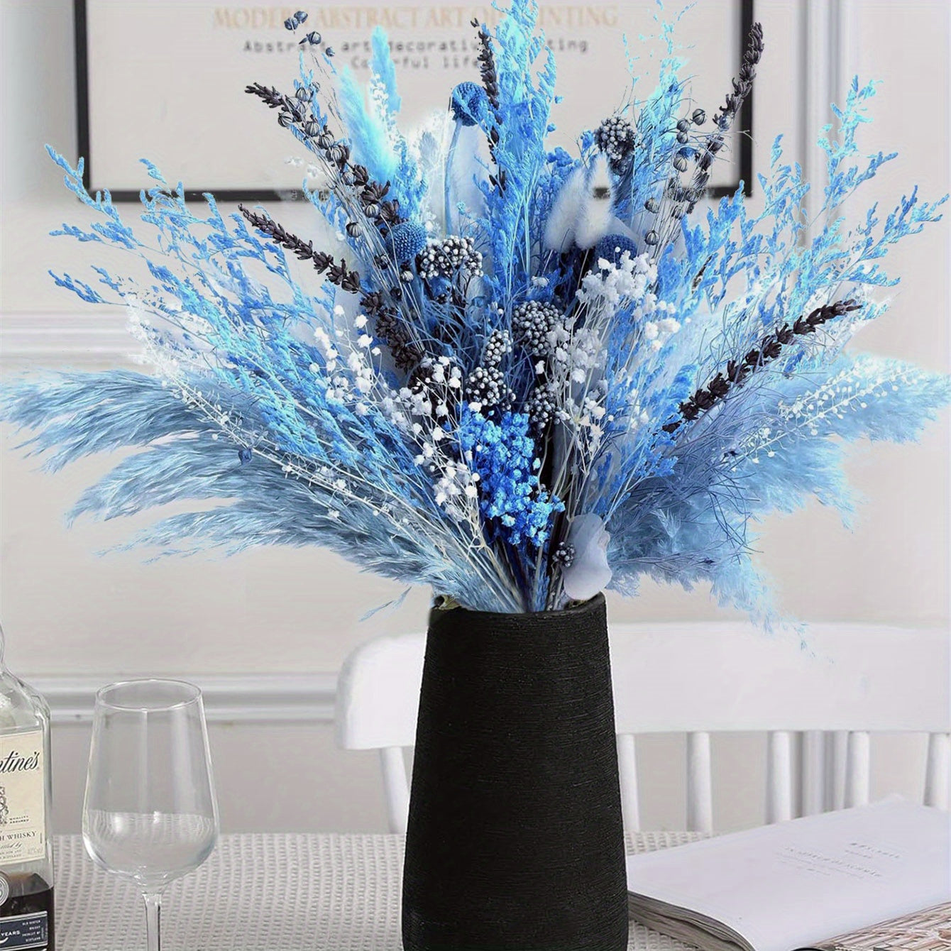 Natural Dried Pampas Grass Bouquet, Boho Home Decor Bouquet, Pink Pampas Grass Decor, Dried Floral Arrangement for Home Wedding Table Centerpiece Decorations