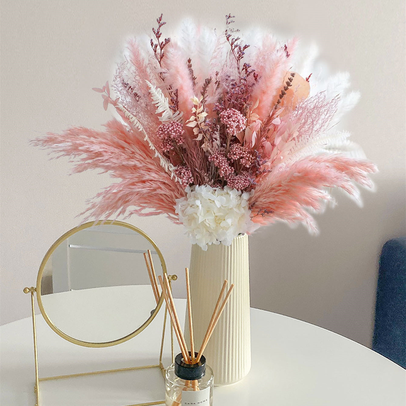 Bouquet of Naturally Dried Pampas Grass, Bohemian for home Decoration, Pink Pampas Grass Decor, Dried Flower Arrangement for Wedding Table Centerpieces at for home