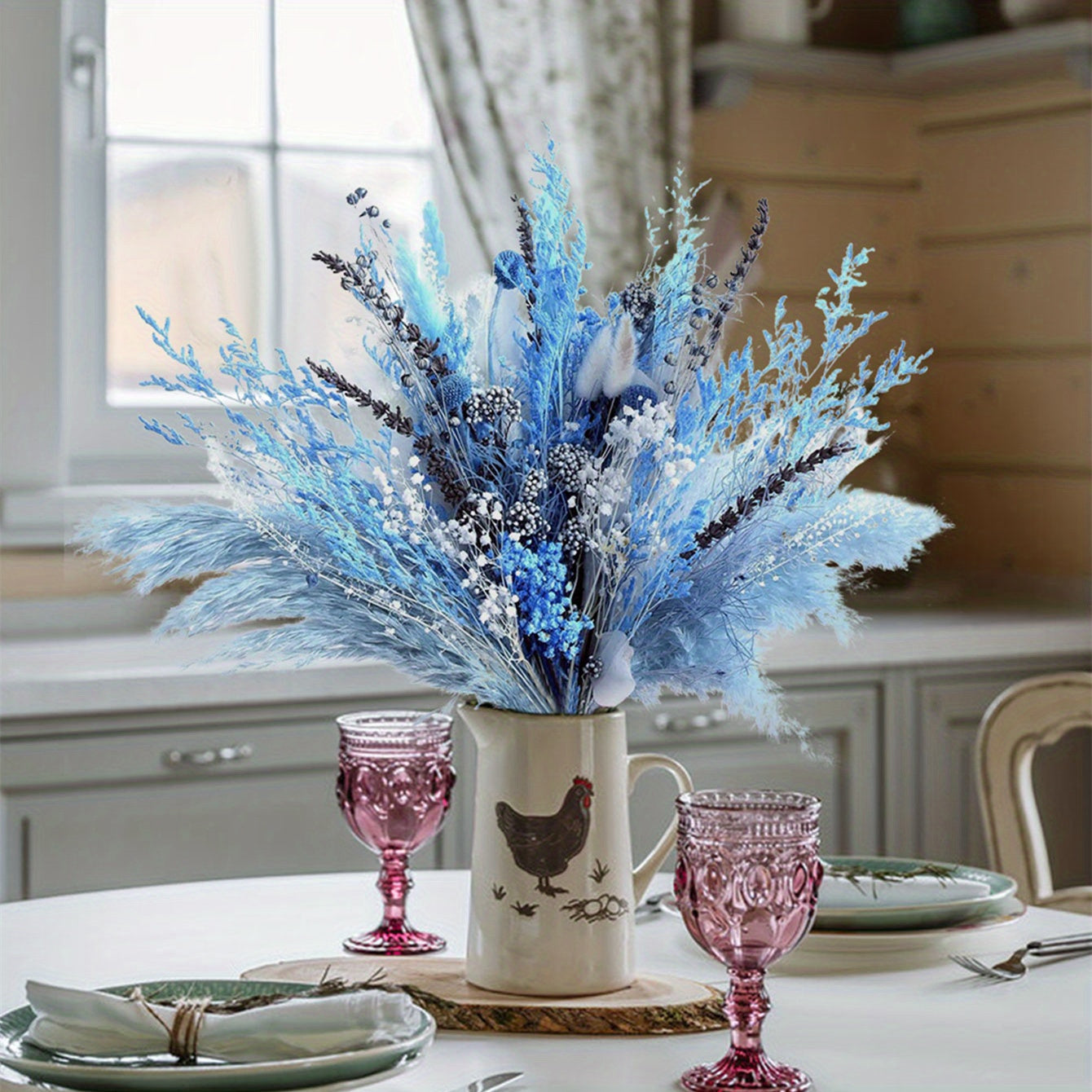 Bouquet of Naturally Dried Pampas Grass, Bohemian for home Decoration, Pink Pampas Grass Decor, Dried Flower Arrangement for Wedding Table Centerpieces at for home