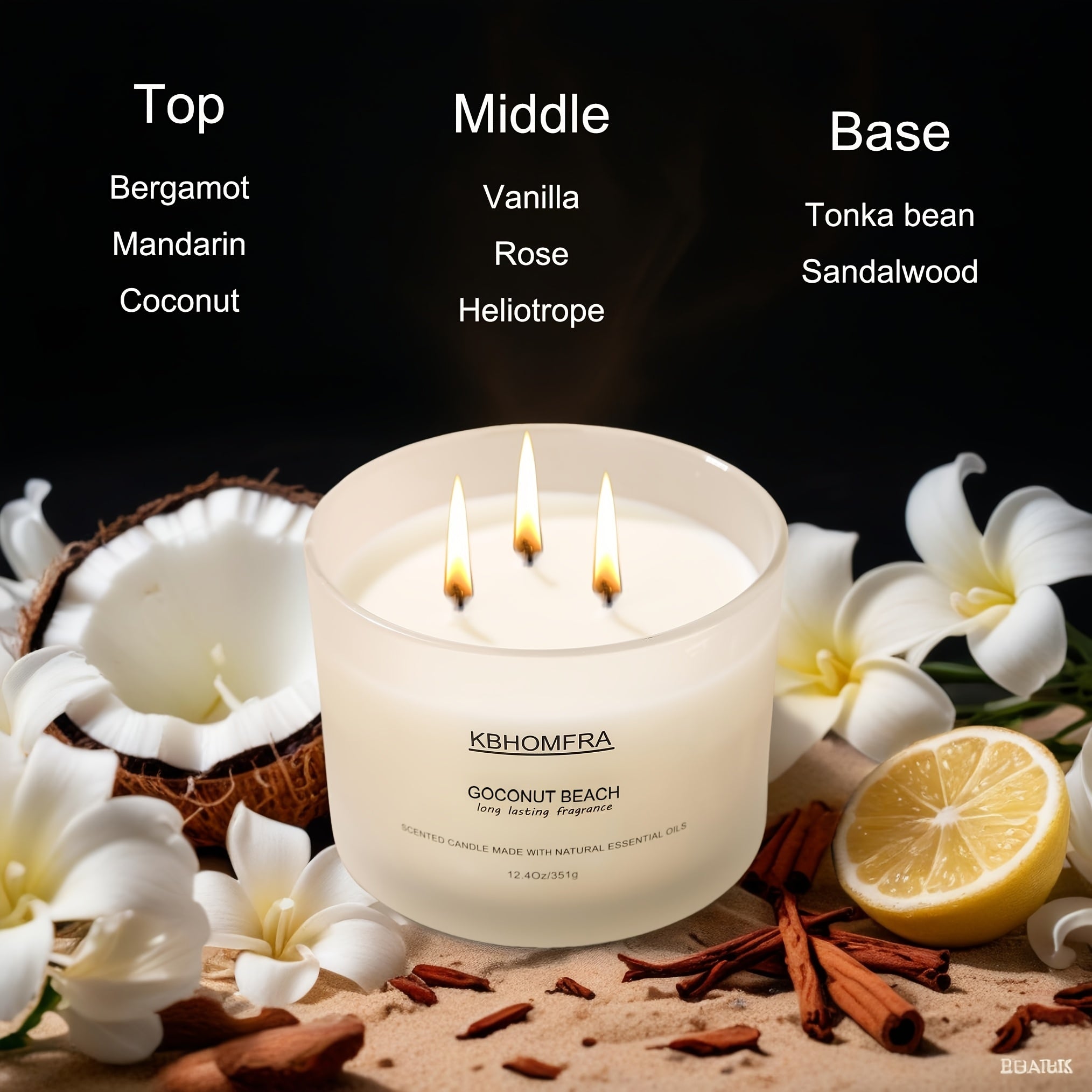 KBHOMFRA Aromatic Candle for Home with Jasmine And Lavender | 12.4Oz Large Luxury Gift Box Candle Made from Natural Soy Blend Wax, Lasting 70 Hours