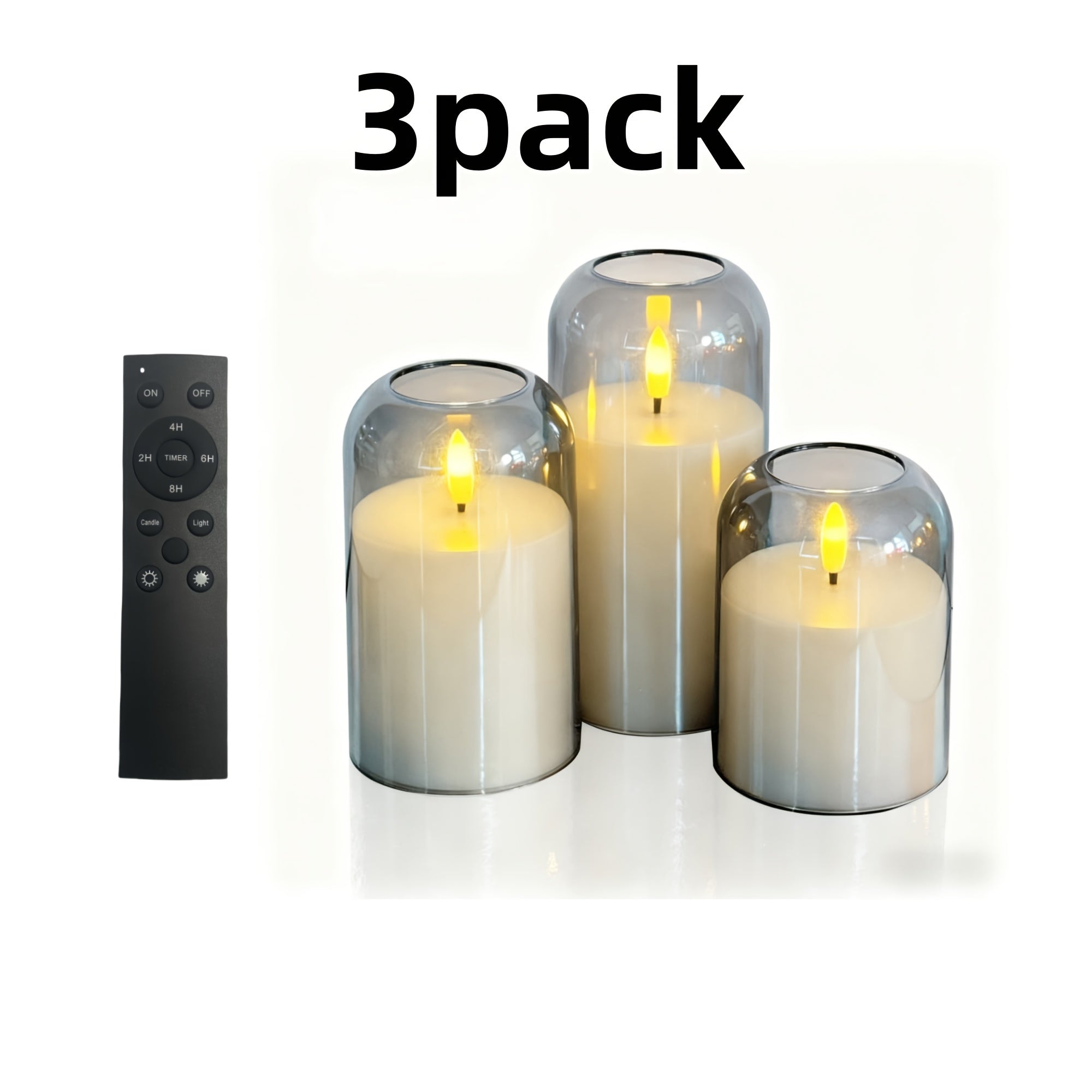 3-Pack Flameless LED Candles | Remote Controlled, Smoke-Free, Safe Home and Bathroom Decoration, Adjustable Lighting, Battery Powered (Remote Control Included, Batteries Not Included)