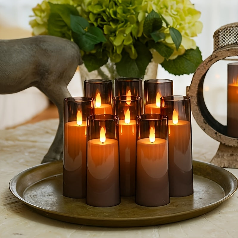 Flameless LED Candles 9pcs Flameless LED Pillar Candles with Remote & Timer | Flickering, Battery Operated, Decorative for Valentine's Day, Wedding, Home, Halloween, Christmas