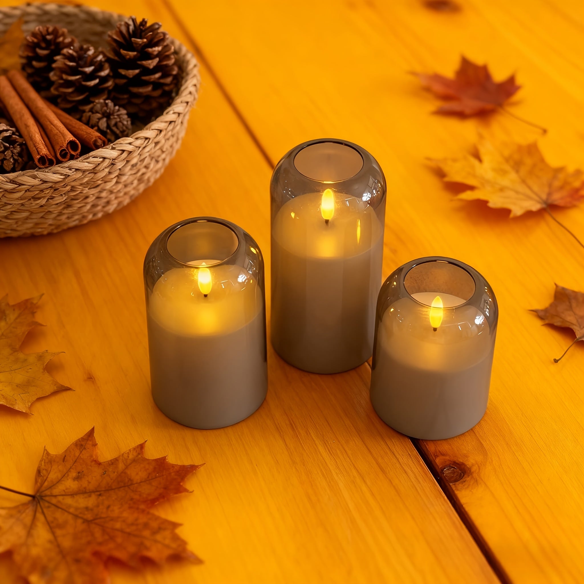 3-Pack Flameless LED Candles | Remote Controlled, Smoke-Free, Safe Home and Bathroom Decoration, Adjustable Lighting, Battery Powered (Remote Control Included, Batteries Not Included)