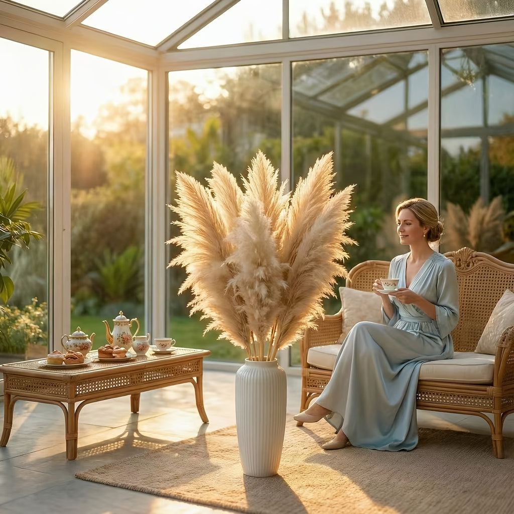 40-inch Pampas Grass, Dry Reed Flowers, And Fluffy, Tall Natural Dried Flower Home Decor Bouquet That Can Be Trimmed To Length As Needed. Bohemian-style Home Decor, Living Room Flooring Decoration, Country Style, Gardens, Weddings, Christmas Gifts