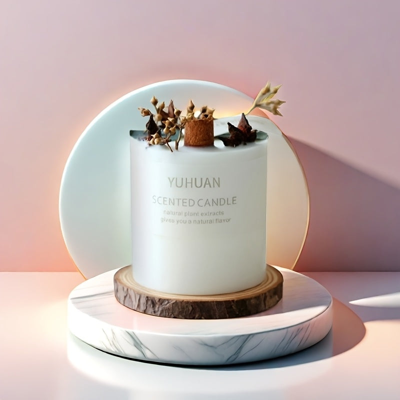 1pc, 9.5oz, Premium Floral Dry Flower Candle Floral Candle Decoration Soy Wax Home Fragrance Gift With Hand Gift, Suitable For Weddings, Anniversaries, Holiday Celebrations, Home Decoration, Valentine'S Day Gifts. Ladies' Gifts