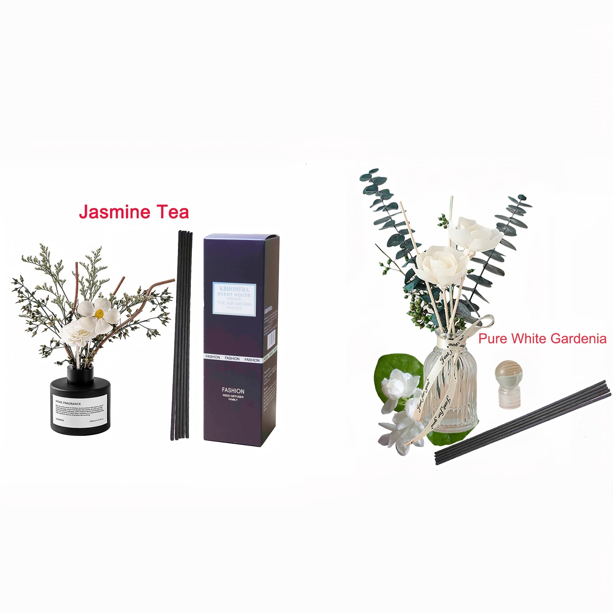 2pcs Gardenia Scented Christmas Reed Diffuser 3.38fl.oz Home Fragrance Aromatherapy Sticks