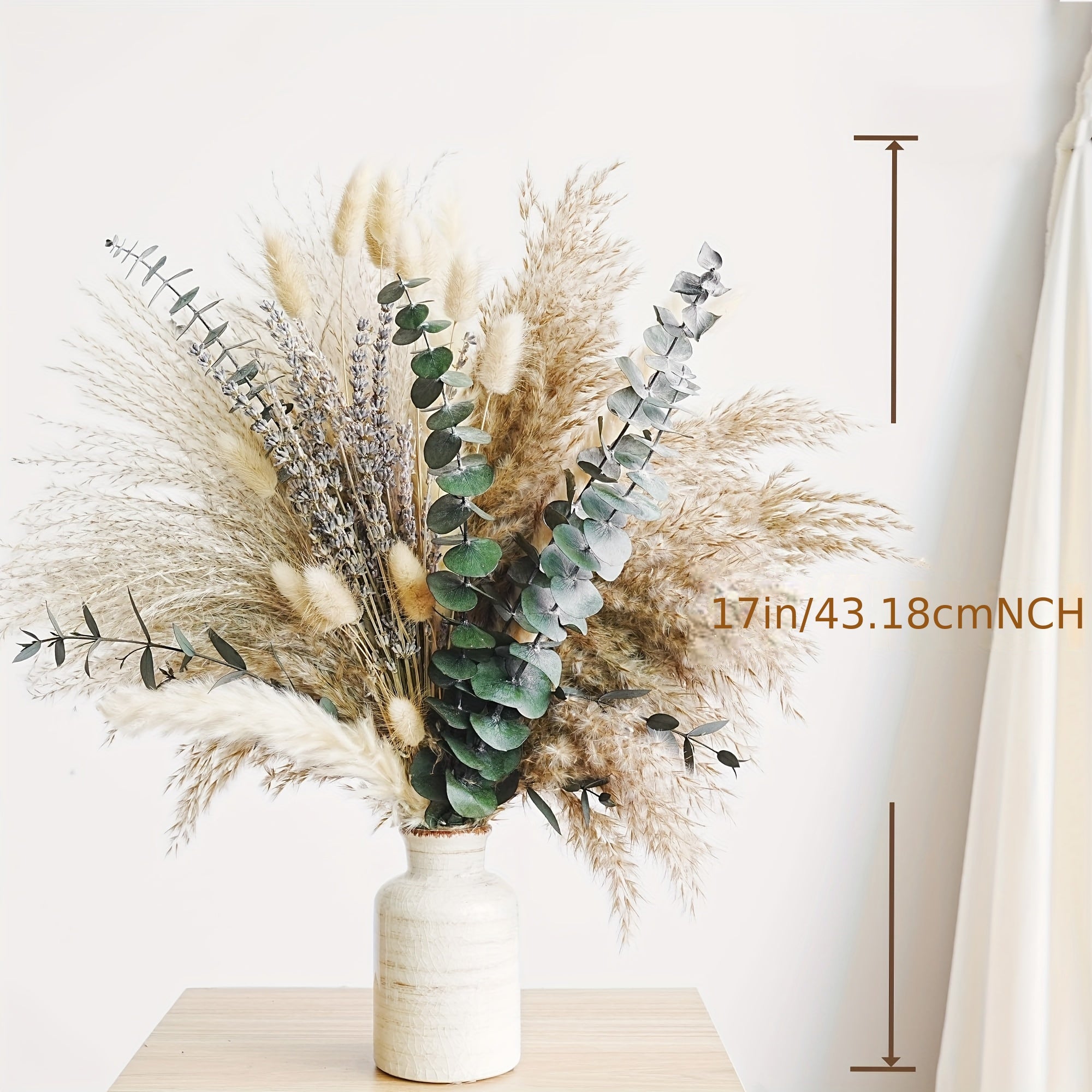 Green Pampas Grass Boho Bouquet Exquisite Lavender And Eucalyptus Dried Flower ArranSynthetic Gemstoneents for Western Boho Decor Rustic Flowers for Your Bohemian Home, Bedroom, And Wedding Table Decor