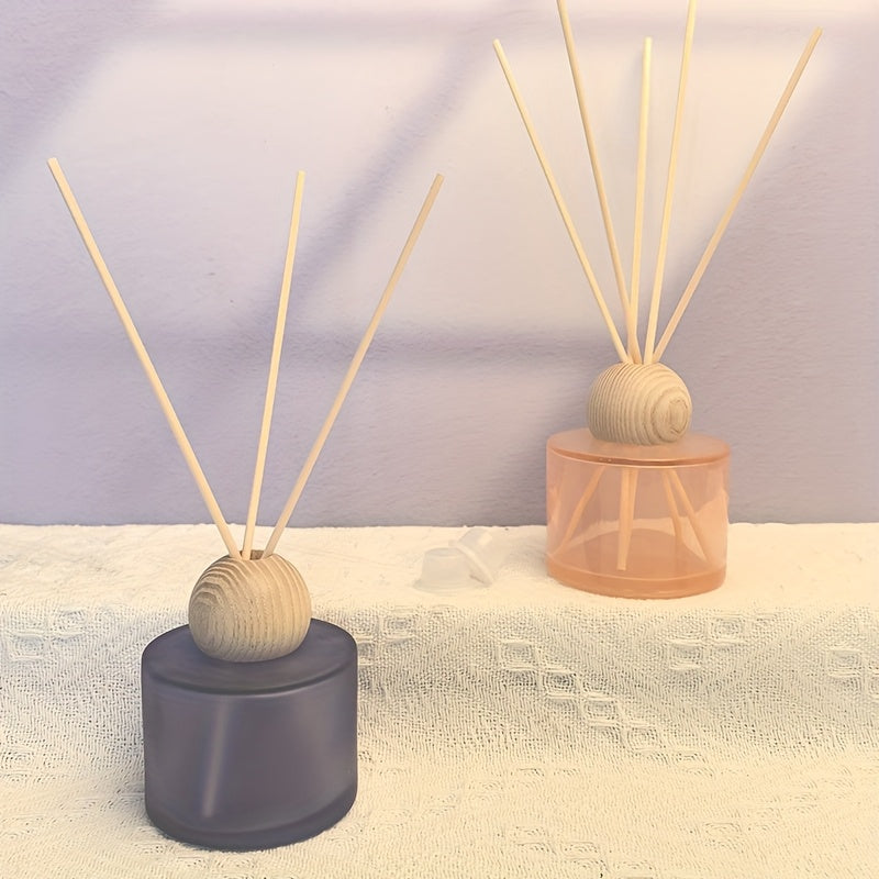 Rattan Reed Diffuser Refill Bottle with Wooden Lid, Glass Container for Essential Oils, Perfume, and Aromatherapy Decor
