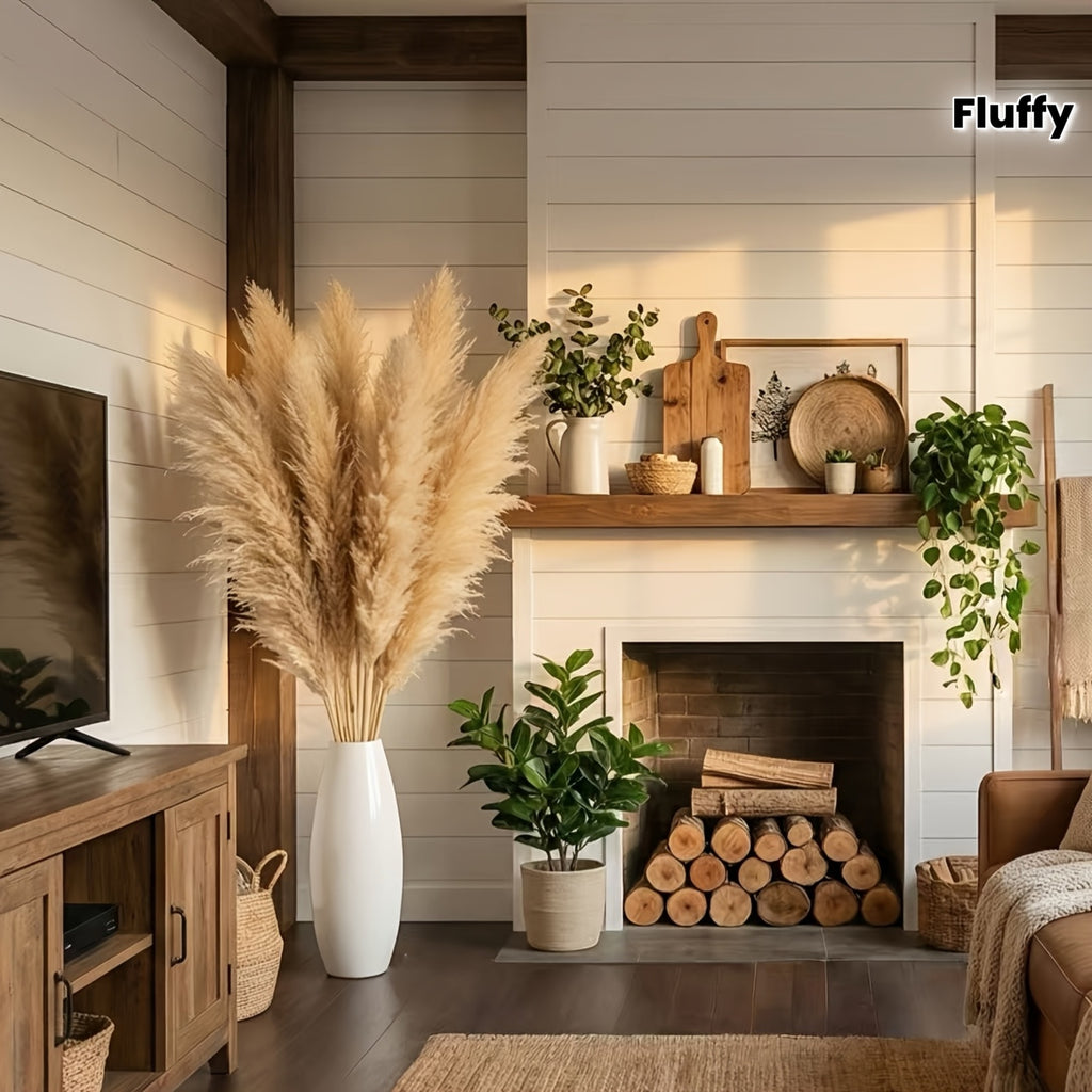 40-inch Pampas Grass, Dry Reed Flowers, And Fluffy, Tall Natural Dried Flower Home Decor Bouquet That Can Be Trimmed To Length As Needed. Bohemian-style Home Decor, Living Room Flooring Decoration, Country Style, Gardens, Weddings, Christmas Gifts