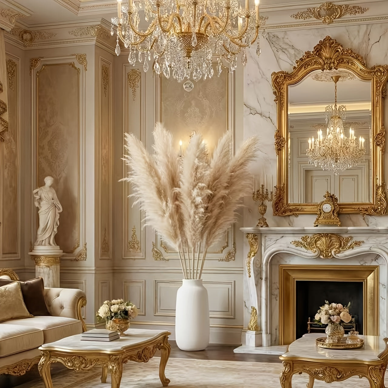 40-inch Pampas Grass, Dry Reed Flowers, And Fluffy, Tall Natural Dried Flower Home Decor Bouquet That Can Be Trimmed To Length As Needed. Bohemian-style Home Decor, Living Room Flooring Decoration, Country Style, Gardens, Weddings, Christmas Gifts