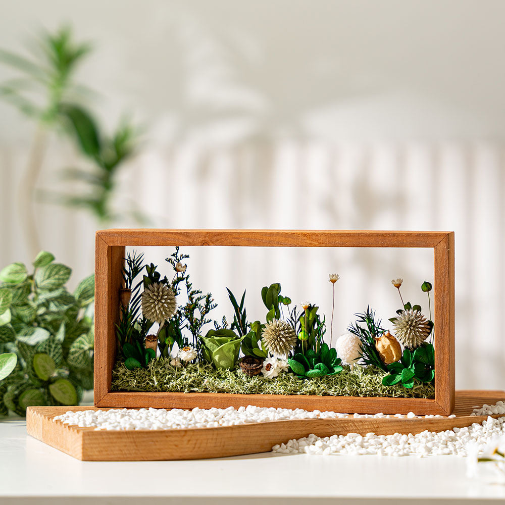 Complete Solid Wood Photo Frame Craft Kit with Preserved Dried Flowers - Round Vertical Assembly, Easy-to-Follow Instructions for Handmade Keepsake Frames, Home Decor & Team Building Activities, Durable Wood Material for Long-Lasting Display