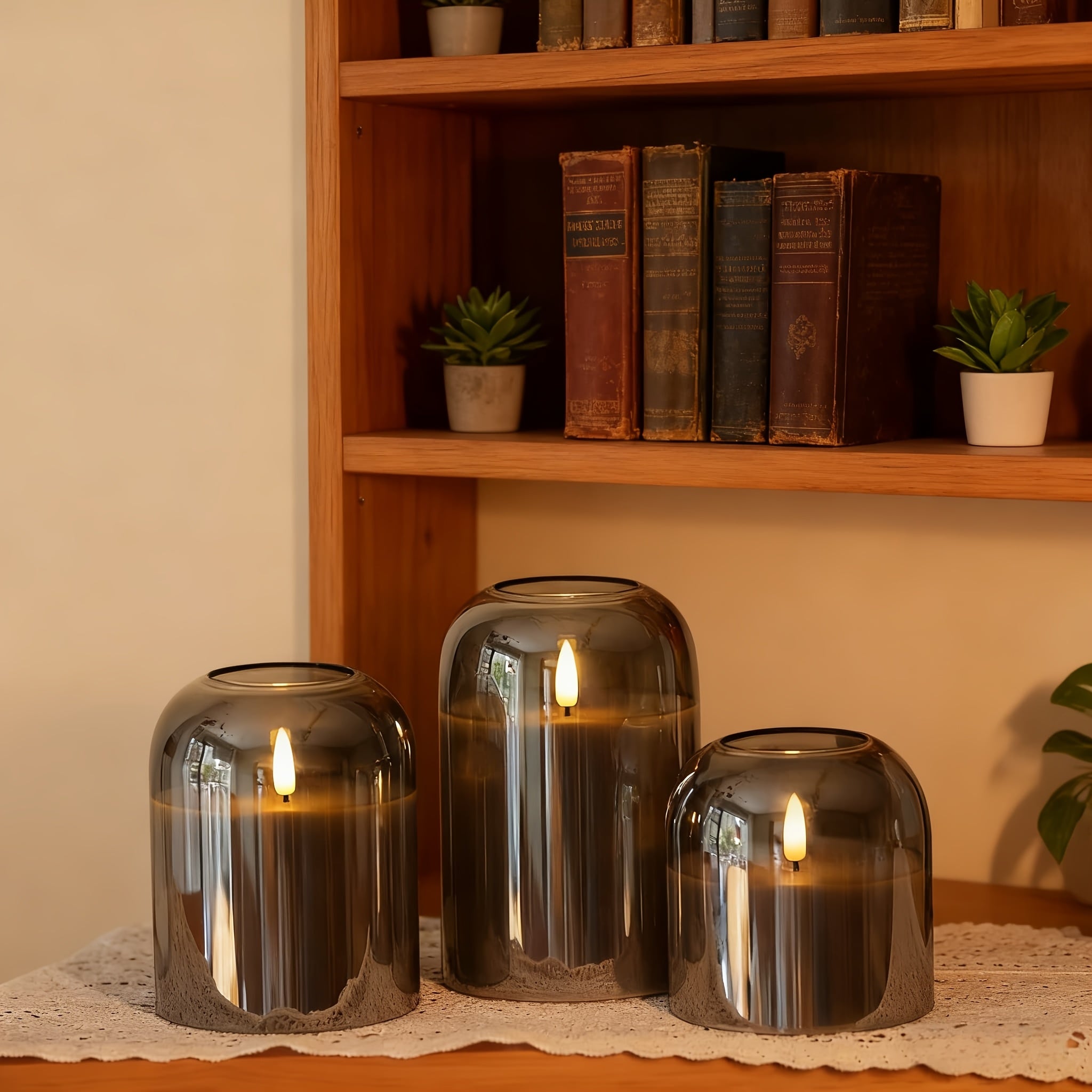 3-Pack Flameless LED Candles | Remote Controlled, Smoke-Free, Safe Home and Bathroom Decoration, Adjustable Lighting, Battery Powered (Remote Control Included, Batteries Not Included)