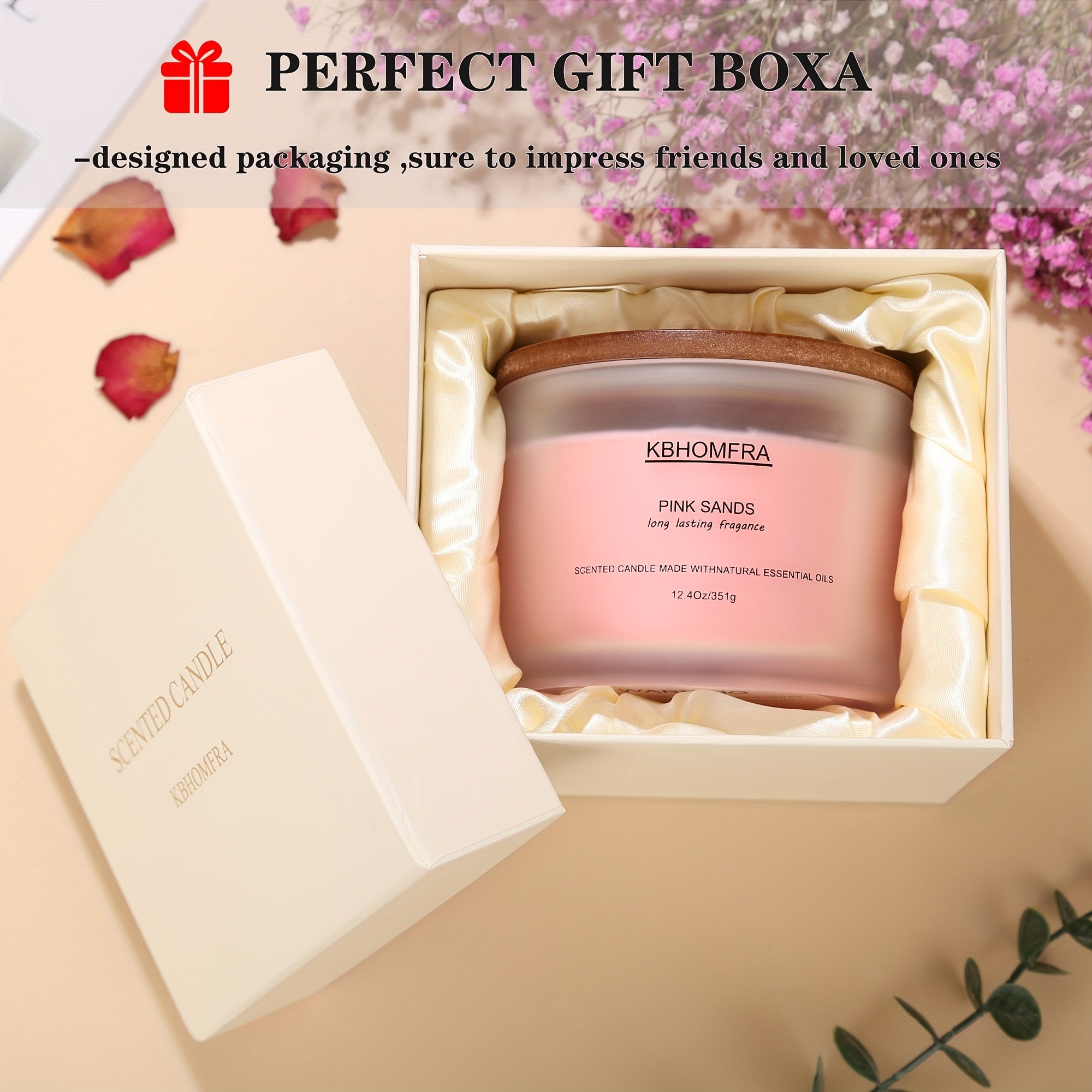 KBHOMFRA Aromatic Candle for Home with Jasmine And Lavender | 12.4Oz Large Luxury Gift Box Candle Made from Natural Soy Blend Wax, Lasting 70 Hours