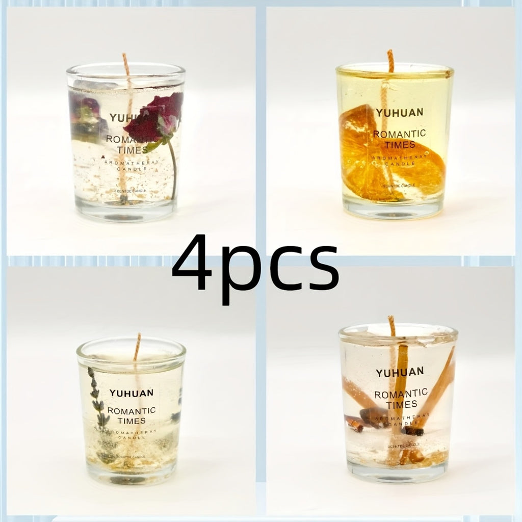 160g\u002Fpcs 4pcs Set with A Total Weight Of 50, 4oz for Spring And Summer New Glass Essential Oil Candles, Bedroom Living Room Indoor Home Decoration Ornaments, Wedding Souvenirs, Halloween, Christmas, Valentine'S Day Gifts