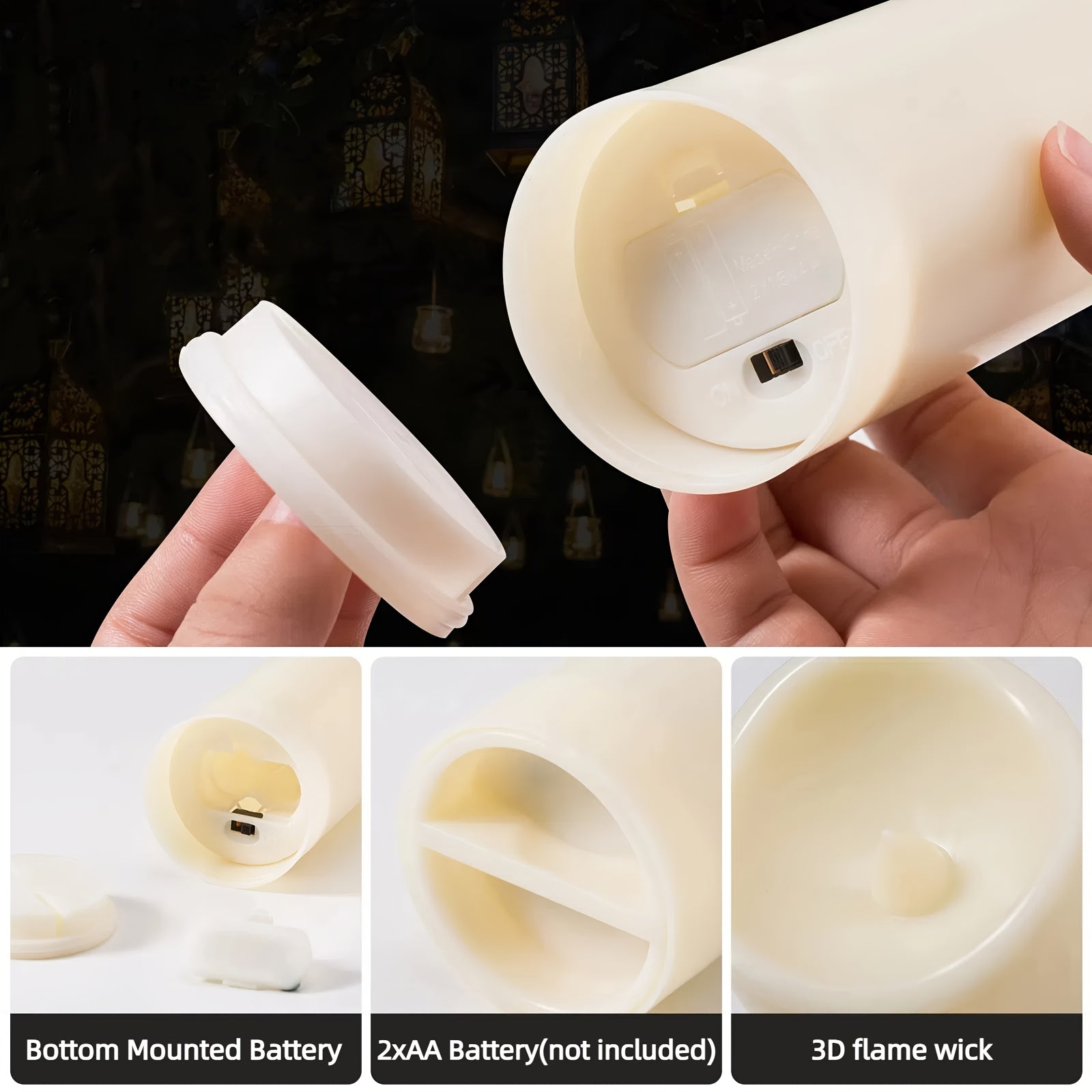 60pcs Ivory Electronic Candle Lights, Novel Flickering Flameless Tea Light Candles, 3 Sizes Of Height To Choose From, Long Battery Life, Candle Tea Lights Are Suitable For Indoor And Outdoor, Making Wishes, Anniversaries, Weddings, Etc.