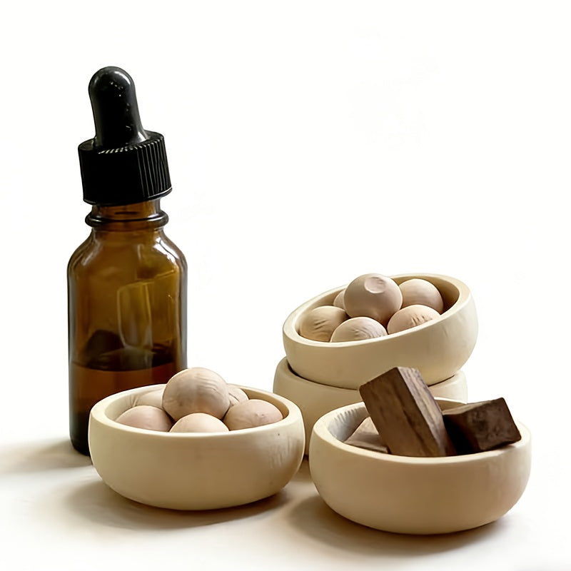 Mini Wooden Diffusion Bowl, Wooden Diffuser - Flameless Diffusion Wood, Suitable for Home, Car, and Office Decoration Essential Oil Diffuser - Long-lasting Evaporation, Elegant Wooden Diffuser