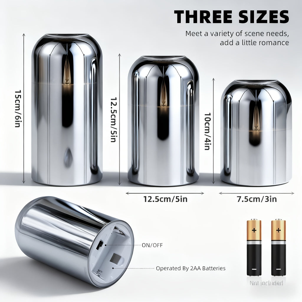 3-Pack Flameless LED Candles | Remote Controlled, Smoke-Free, Safe Home and Bathroom Decoration, Adjustable Lighting, Battery Powered (Remote Control Included, Batteries Not Included)