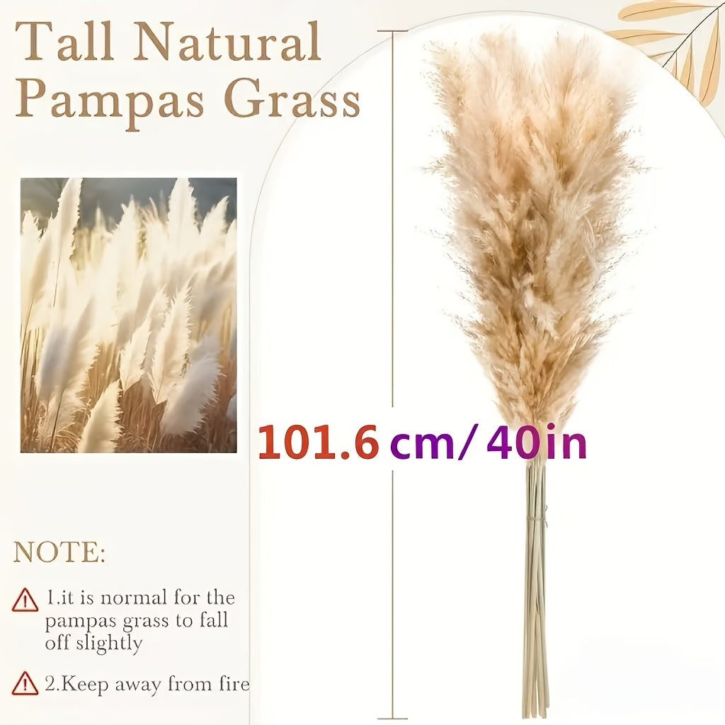 40-inch Pampas Grass, Dry Reed Flowers, And Fluffy, Tall Natural Dried Flower Home Decor Bouquet That Can Be Trimmed To Length As Needed. Bohemian-style Home Decor, Living Room Flooring Decoration, Country Style, Gardens, Weddings, Christmas Gifts