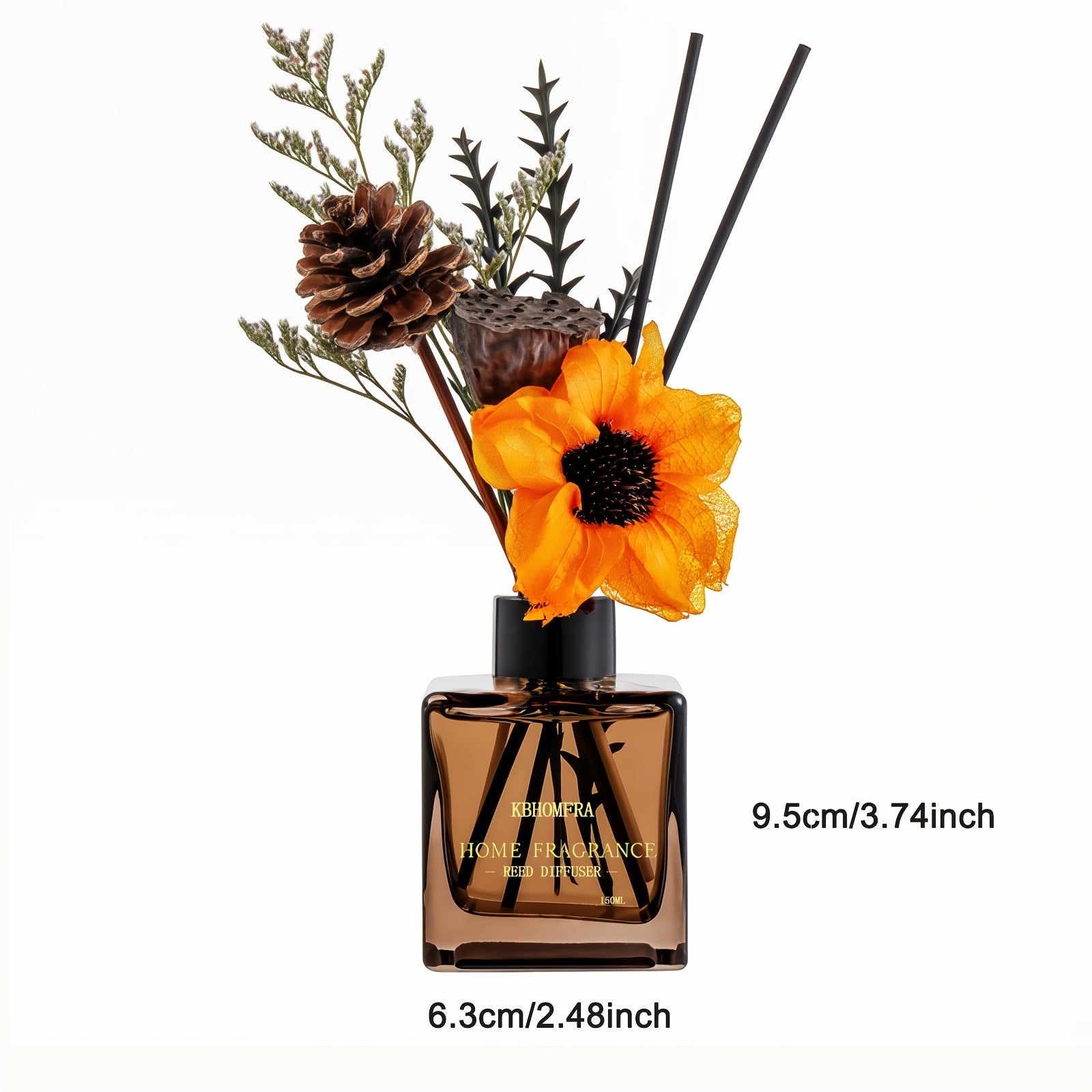 KBHOMFRA Jasmine Orange Reed Diffuser with Dried Flowers Diffuser Sticks 5.07fl.oz Essential Oil 90 Days Long-Lasting Scent for Home Livingroom Bedroom And Bathroom