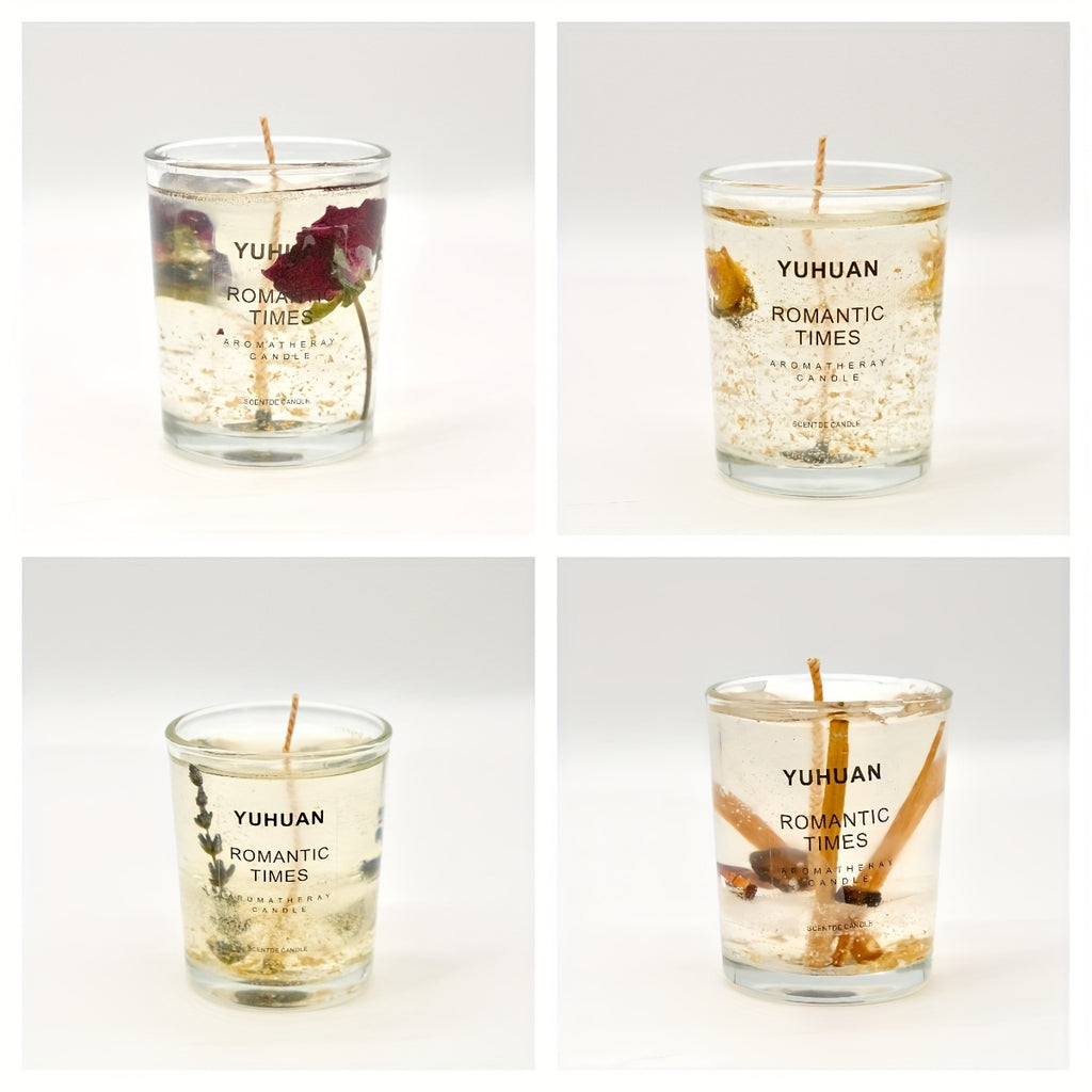 160g\u002Fpcs 4pcs Set with A Total Weight Of 50, 4oz for Spring And Summer New Glass Essential Oil Candles, Bedroom Living Room Indoor Home Decoration Ornaments, Wedding Souvenirs, Halloween, Christmas, Valentine'S Day Gifts