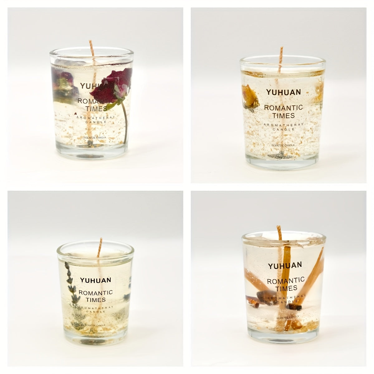 160g\u002Fpcs 4pcs Set with A Total Weight Of 50, 4oz for Spring And Summer New Glass Essential Oil Candles, Bedroom Living Room Indoor Home Decoration Ornaments, Wedding Souvenirs, Halloween, Christmas, Valentine'S Day Gifts