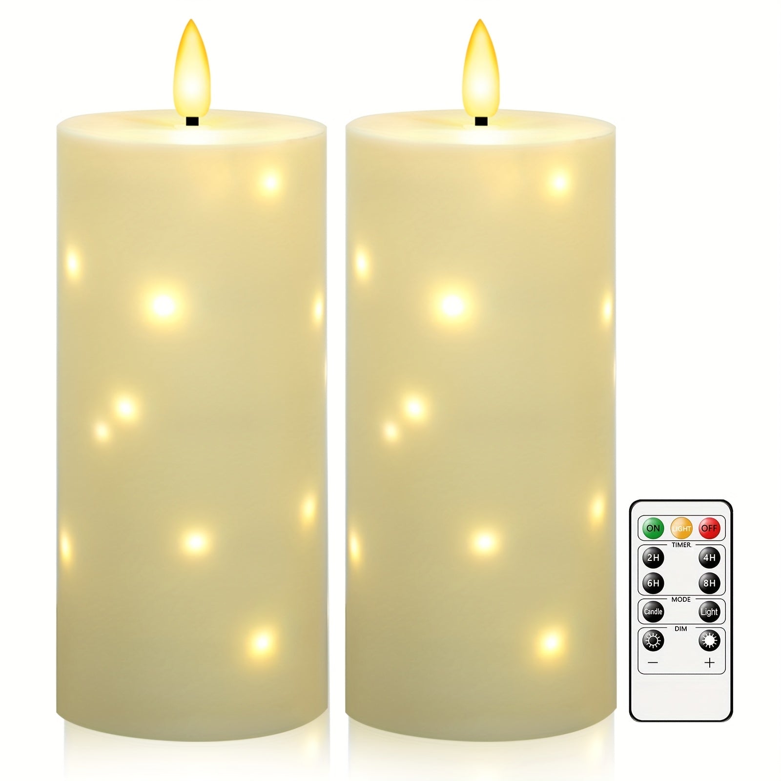NIMIKO 2pcs Of Oversized Outdoor Waterproof Flameless Candles (D4 × 10'10) With Remote Control And Timer, Battery Powered Flashing LED Pillar Candles, Suitable For Outdoor Lounge Chairs, Porch, Durable And Suitable For Yard Decoration