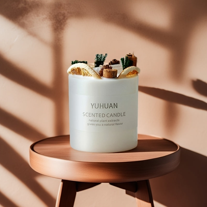 1pc, 9.5oz, Premium Floral Dry Flower Candle Floral Candle Decoration Soy Wax Home Fragrance Gift With Hand Gift, Suitable For Weddings, Anniversaries, Holiday Celebrations, Home Decoration, Valentine'S Day Gifts. Ladies' Gifts