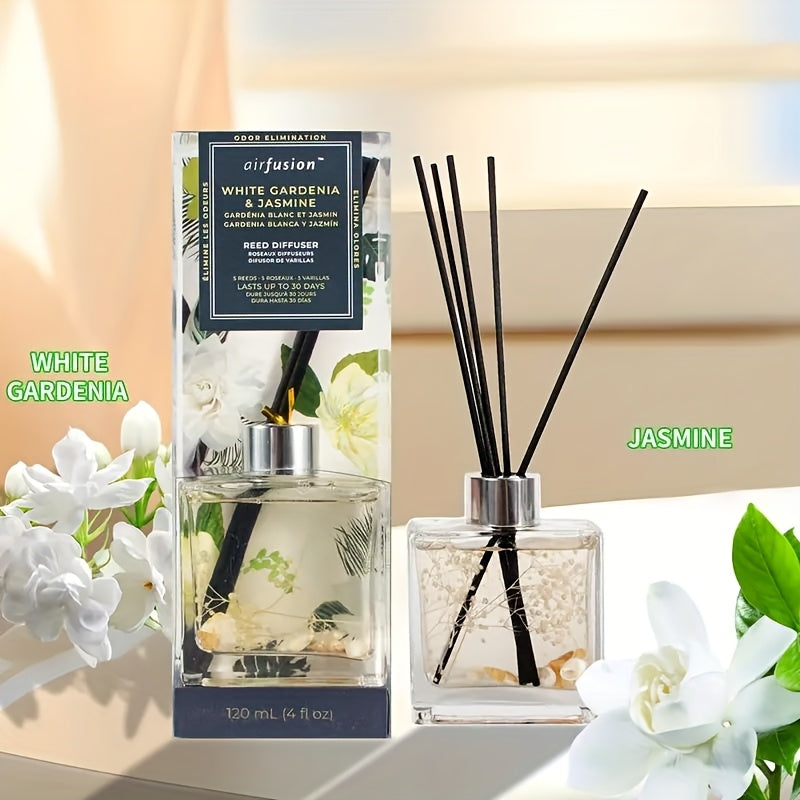 Reed Diffuser Sets, 4oz White Gardenia & Jasmine Aromatherapy, Toilet Deodorizer Household Air Fresh Loose Fragrance, Lasting Fragrance, for Bedroom, Living Room, Study Fragrance Decoration, Advanced Hotel