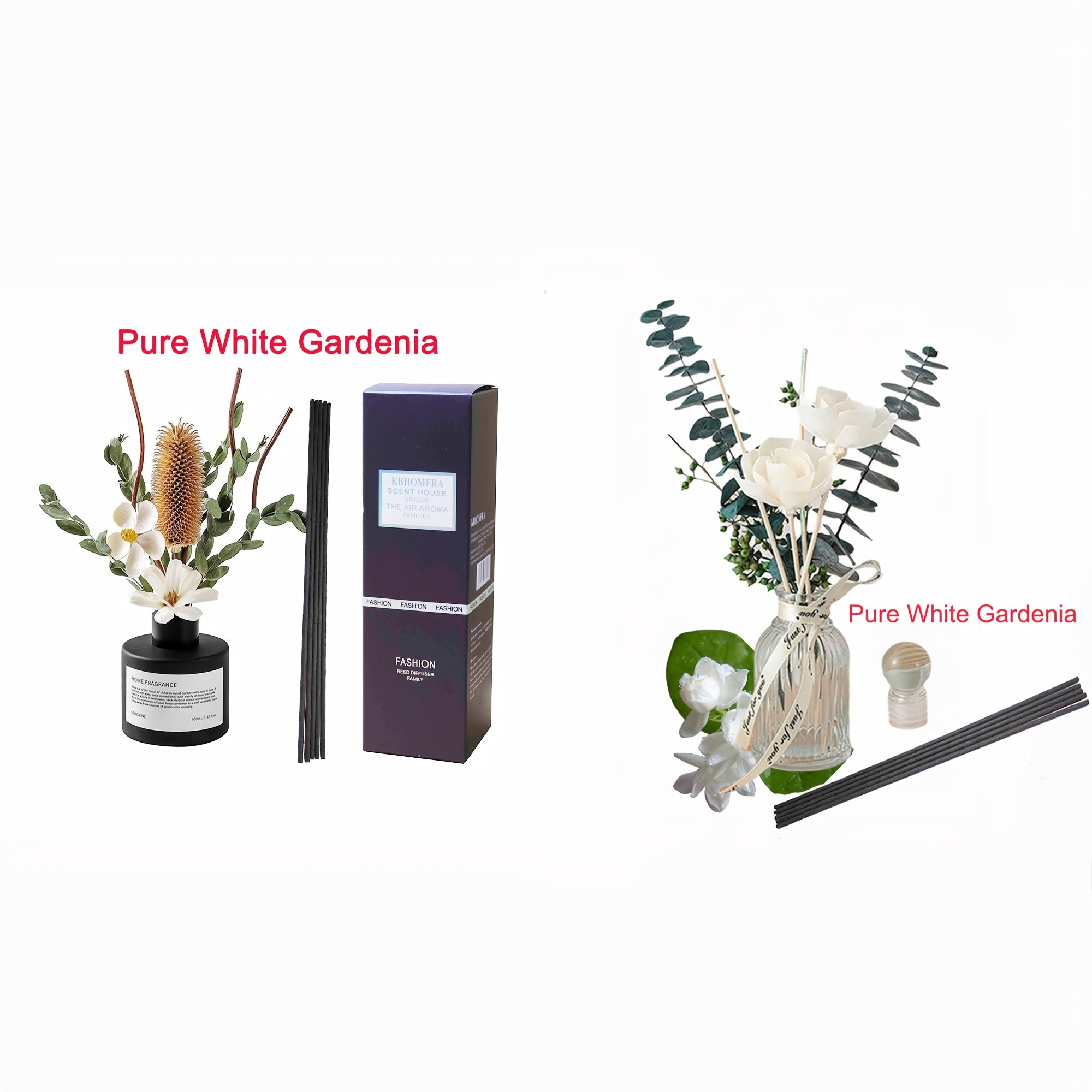 2pcs Gardenia Scented Christmas Reed Diffuser 3.38fl.oz Home Fragrance Aromatherapy Sticks