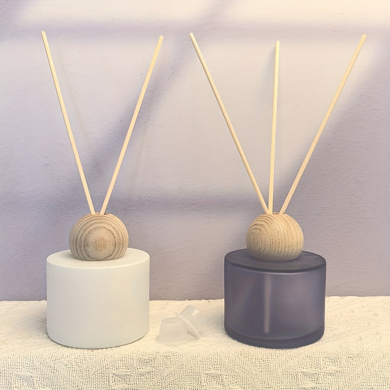 Rattan Reed Diffuser Refill Bottle with Wooden Lid, Glass Container for Essential Oils, Perfume, and Aromatherapy Decor