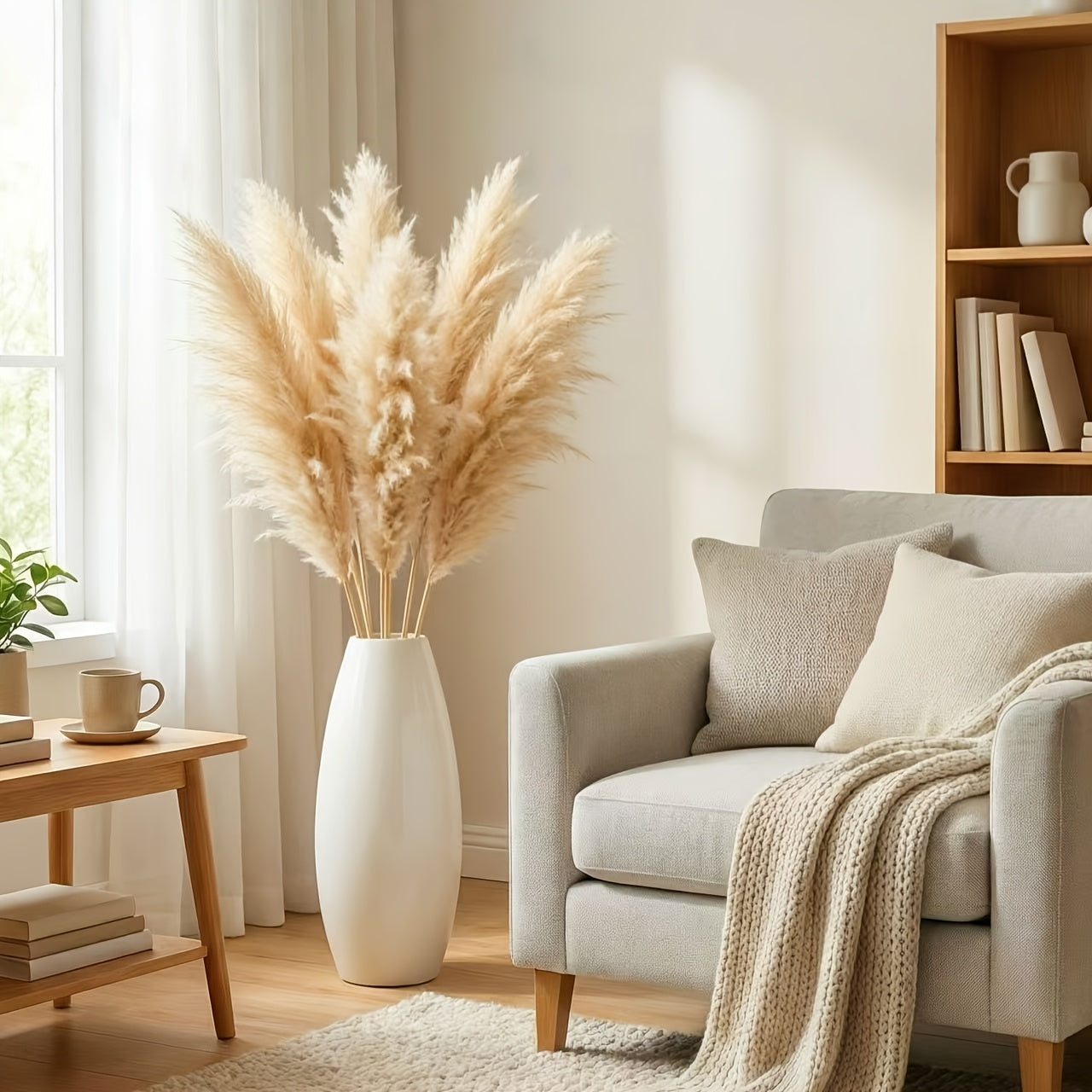 40-inch Pampas Grass, Dry Reed Flowers, And Fluffy, Tall Natural Dried Flower Home Decor Bouquet That Can Be Trimmed To Length As Needed. Bohemian-style Home Decor, Living Room Flooring Decoration, Country Style, Gardens, Weddings, Christmas Gifts