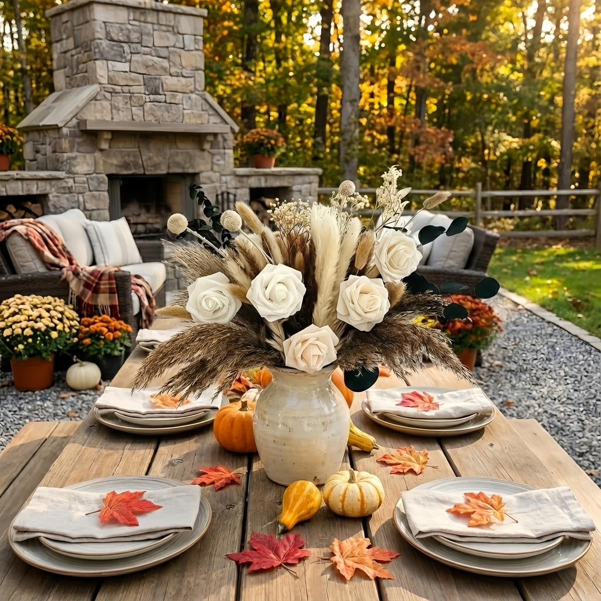 Natural Dried Pampas Grass Bouquet with Bunny Tail Flowers - Artificial Boho Wedding & Home Decor, Reed Grass Arrangement, Low Maintenance Dried Flower Centerpiece for Parties, Rustic Bohemian for - Display