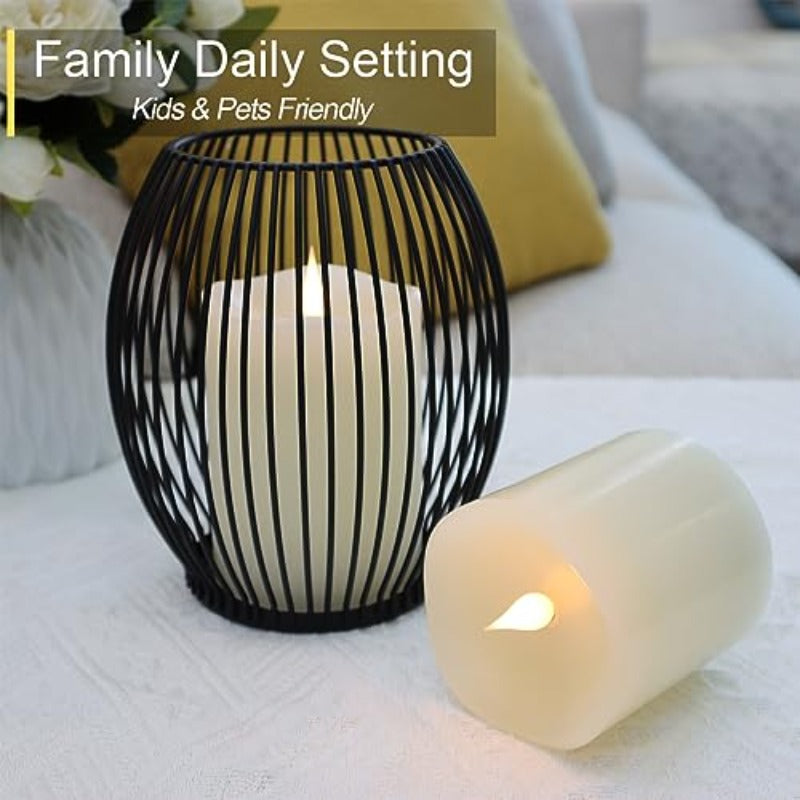 Set of 2 Battery-Operated Flameless Candles with a Remote Timer, Featuring a 3D Moving Flame That Flickers And Lasts Over 600 Hours. Each Candle Measures 3\