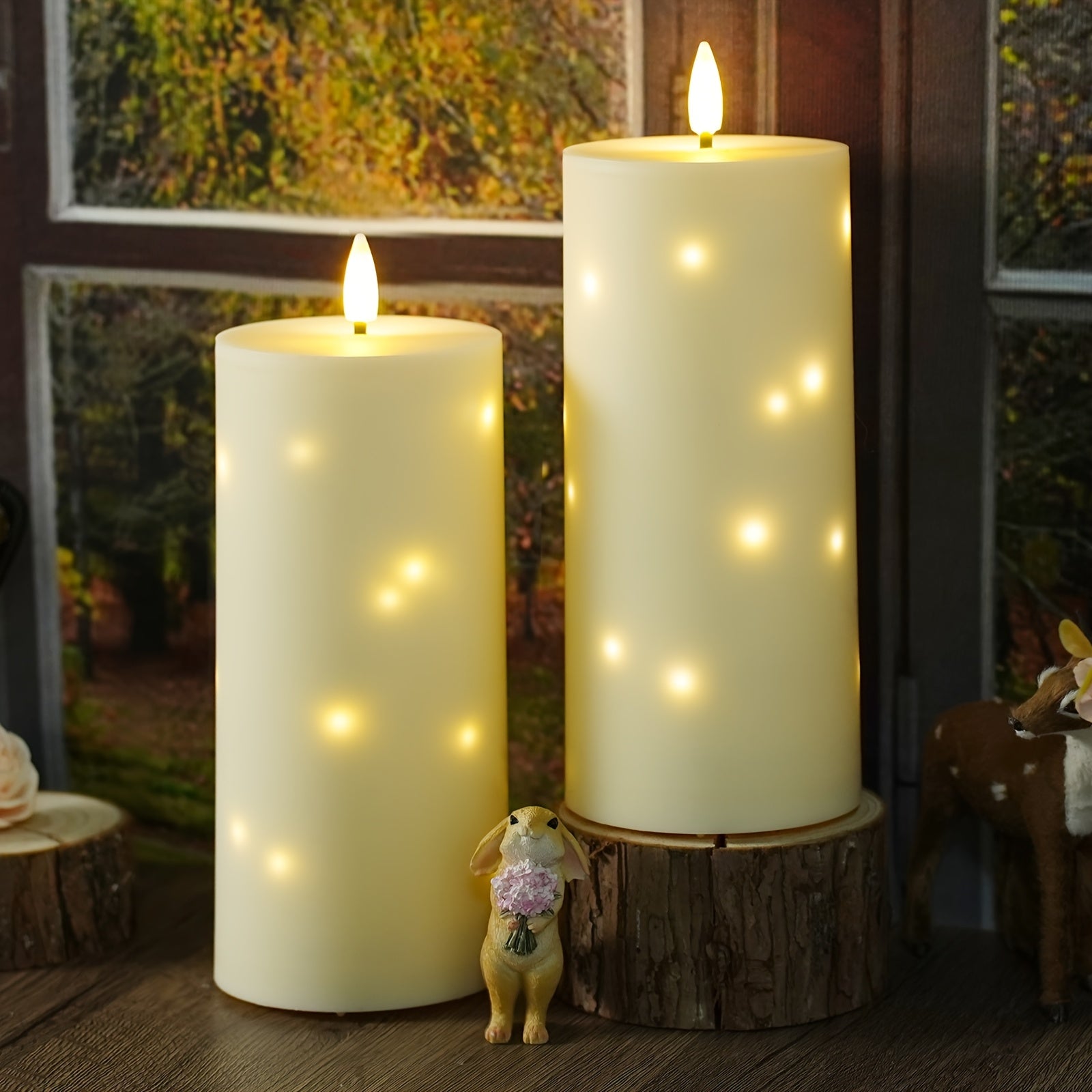 NIMIKO 2pcs Of Oversized Outdoor Waterproof Flameless Candles (D4 × 10'10) With Remote Control And Timer, Battery Powered Flashing LED Pillar Candles, Suitable For Outdoor Lounge Chairs, Porch, Durable And Suitable For Yard Decoration