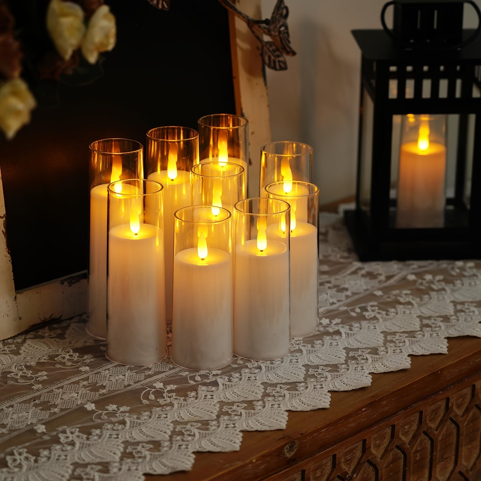 Flameless LED Candles 9pcs Flameless LED Pillar Candles with Remote & Timer | Flickering, Battery Operated, Decorative for Valentine's Day, Wedding, Home, Halloween, Christmas
