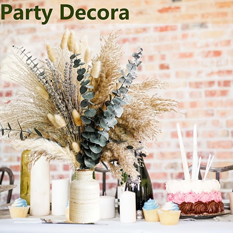 Green Pampas Grass Boho Bouquet Exquisite Lavender And Eucalyptus Dried Flower ArranSynthetic Gemstoneents for Western Boho Decor Rustic Flowers for Your Bohemian Home, Bedroom, And Wedding Table Decor