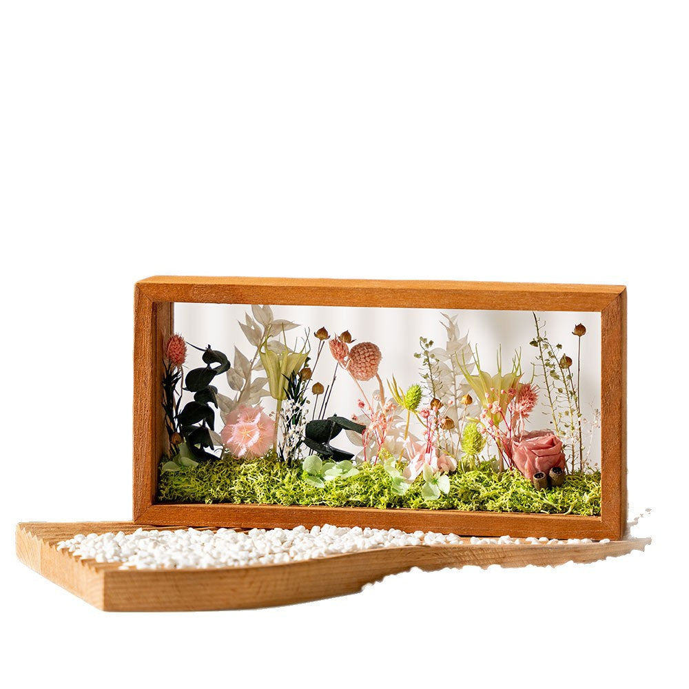Complete Solid Wood Photo Frame Craft Kit with Preserved Dried Flowers - Round Vertical Assembly, Easy-to-Follow Instructions for Handmade Keepsake Frames, Home Decor & Team Building Activities, Durable Wood Material for Long-Lasting Display