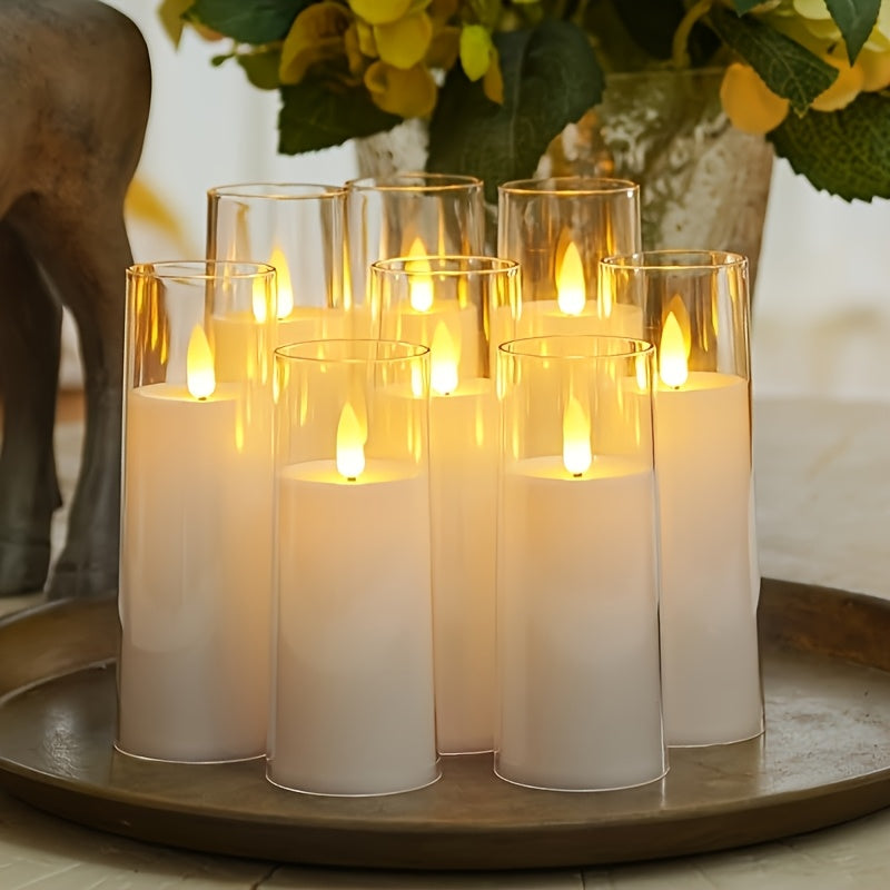 Flameless LED Candles 9pcs Flameless LED Pillar Candles with Remote & Timer | Flickering, Battery Operated, Decorative for Valentine's Day, Wedding, Home, Halloween, Christmas