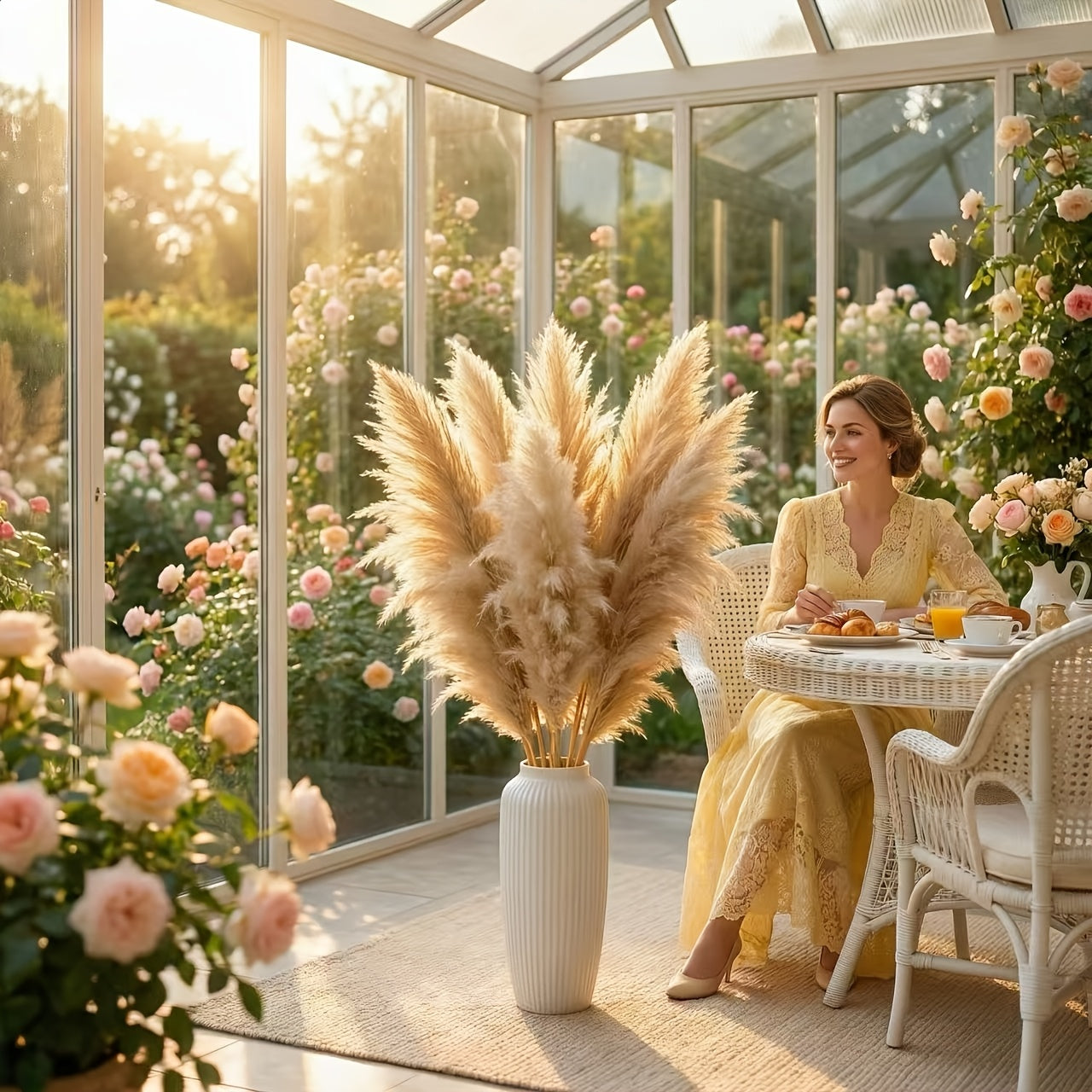 39 Inches Tall, Natural, Elegant And Fluffy Reed Grass, Large Dried Bouquet, Bohemian Style, Decorated with Farmhouse And High Foam Grass, Restaurant Vase Decor Bouquet - No Maintenance Required for Indoor\u002Foutdoor Decorations