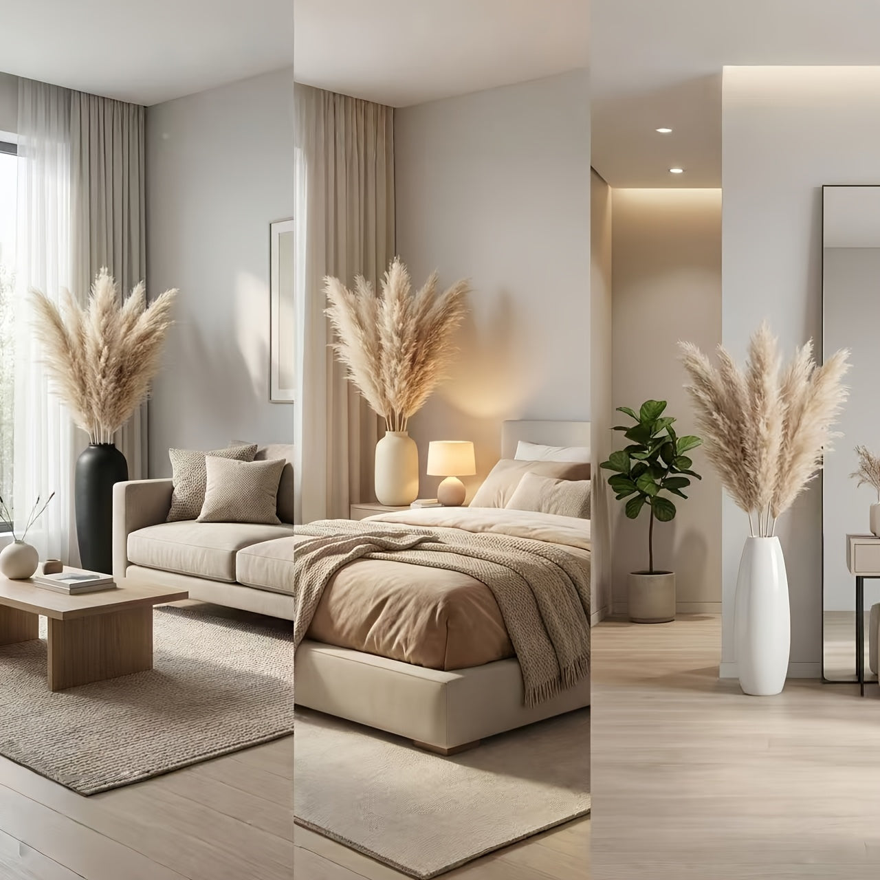 40-inch Pampas Grass, Dry Reed Flowers, And Fluffy, Tall Natural Dried Flower Home Decor Bouquet That Can Be Trimmed To Length As Needed. Bohemian-style Home Decor, Living Room Flooring Decoration, Country Style, Gardens, Weddings, Christmas Gifts