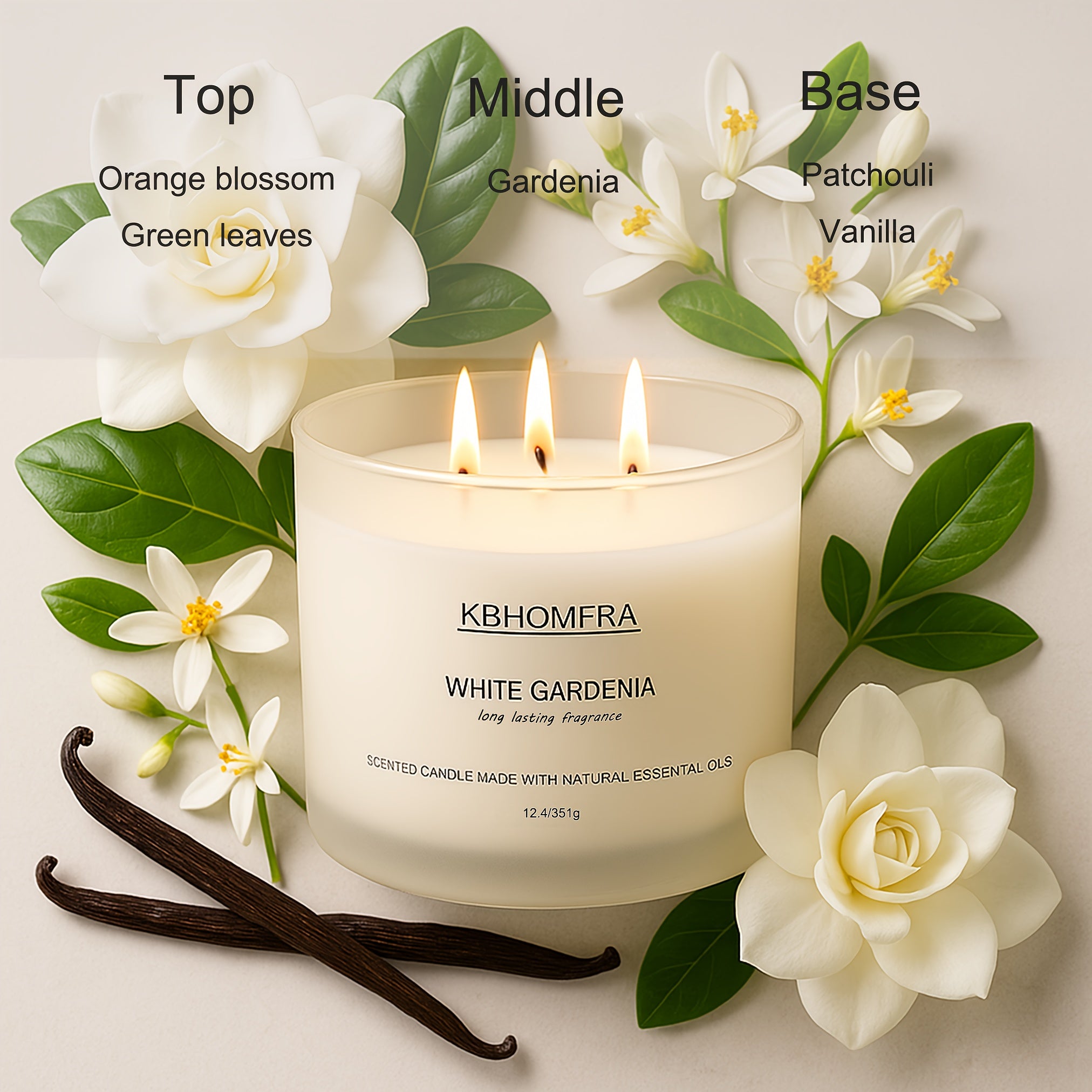 KBHOMFRA Aromatic Candle for Home with Jasmine And Lavender | 12.4Oz Large Luxury Gift Box Candle Made from Natural Soy Blend Wax, Lasting 70 Hours