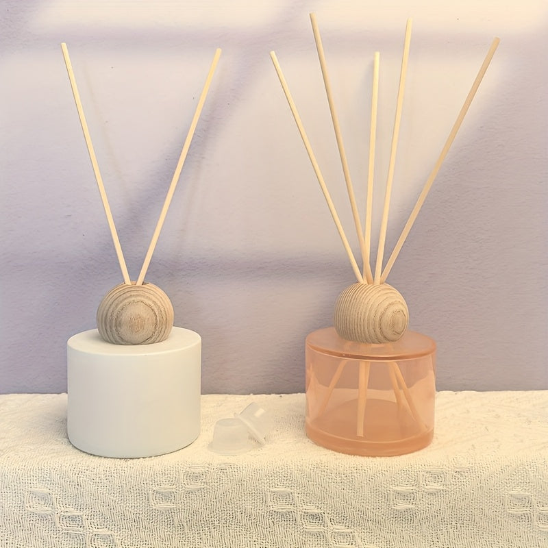 Rattan Reed Diffuser Refill Bottle with Wooden Lid, Glass Container for Essential Oils, Perfume, and Aromatherapy Decor