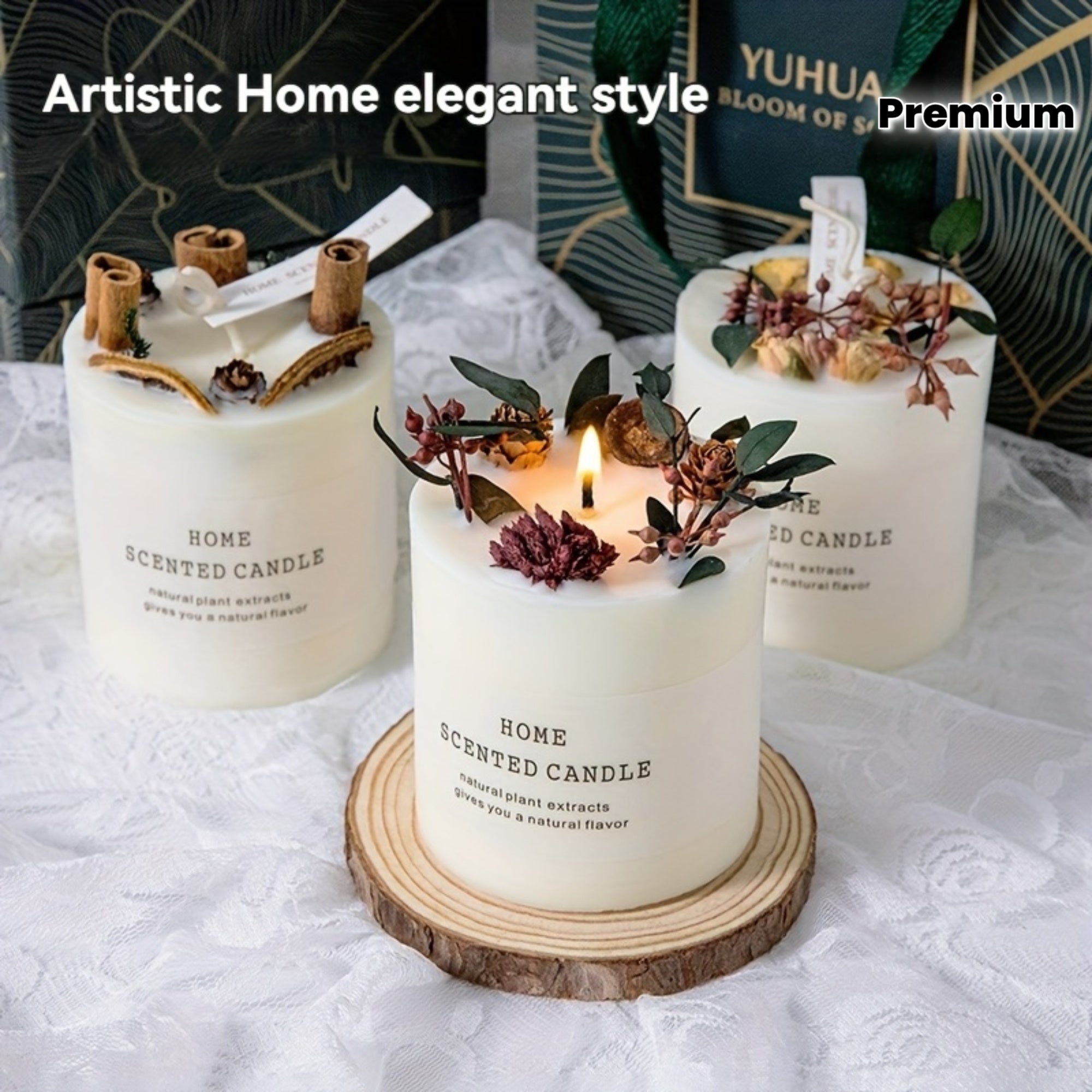 1pc, 9.5oz, Premium Floral Dry Flower Candle Floral Candle Decoration Soy Wax Home Fragrance Gift With Hand Gift, Suitable For Weddings, Anniversaries, Holiday Celebrations, Home Decoration, Valentine'S Day Gifts. Ladies' Gifts